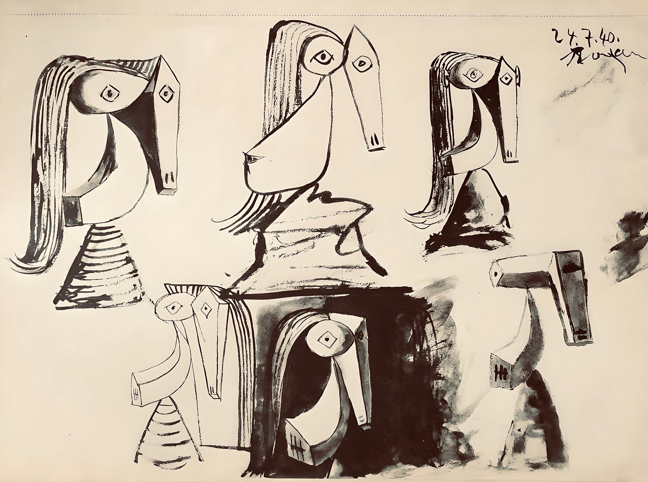 Pablo Picasso, Composition, Carnet de dessins de Picasso, Cahiers d’Art, Limited Edition Lithograph