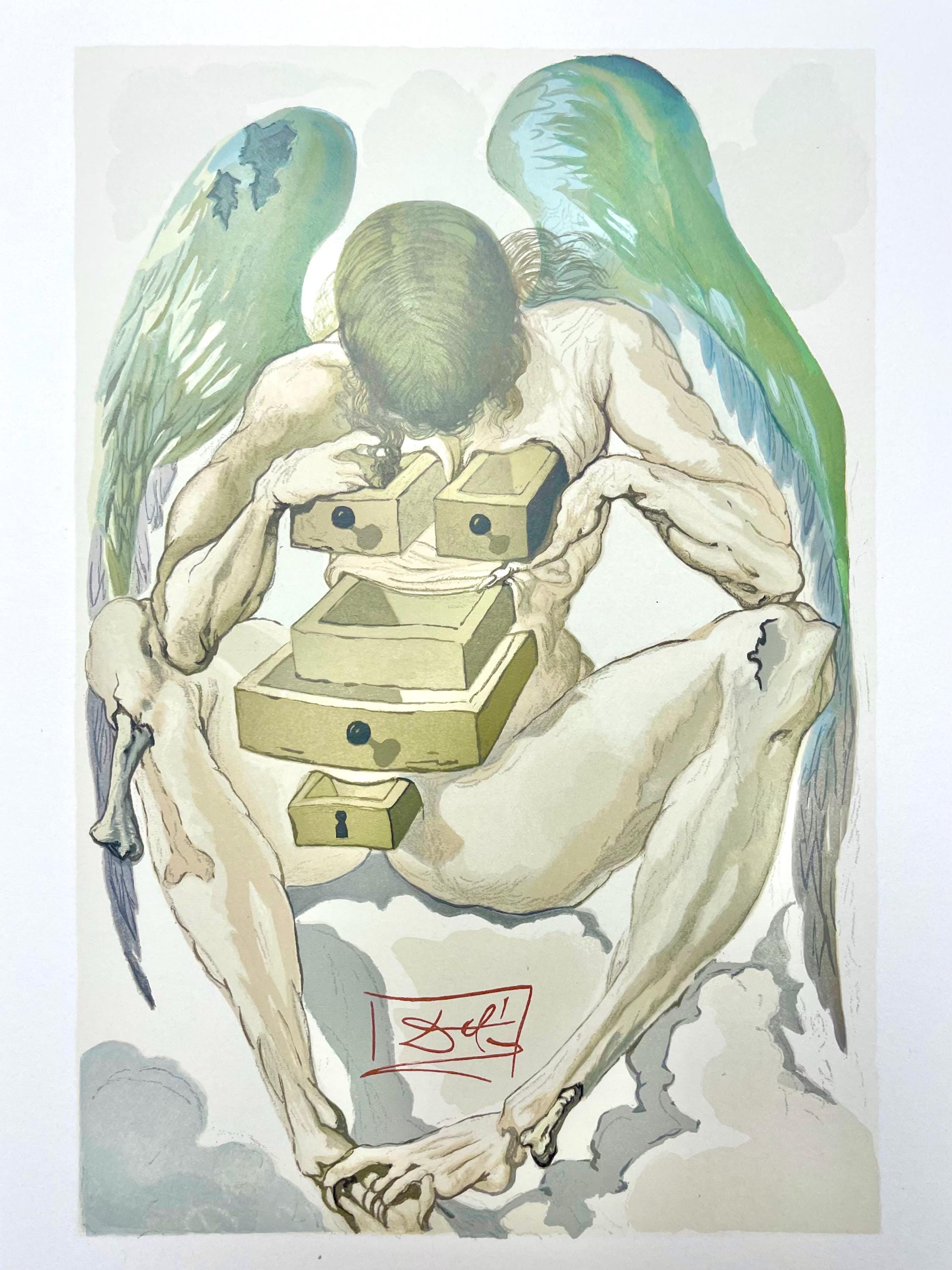 Salvador Dali, Fegefeuer I (Field 189-200; Michler/Löpsinger 1039-1138), Die Göttliche Komödie, Signed, Limited Edition Woodcut