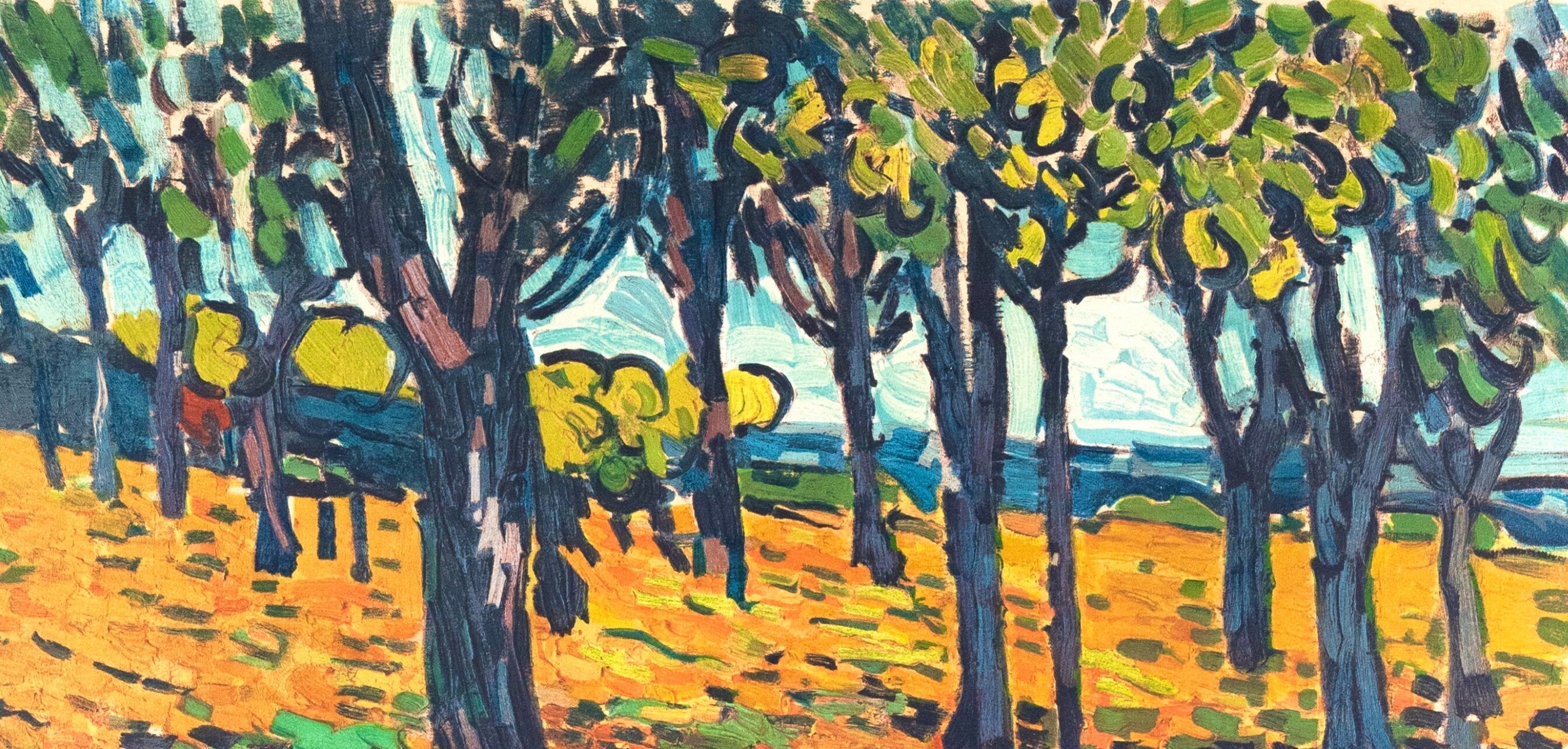 Maurice de Vlaminck, Chataigneraie à Chatou, Avec Personnages, Fauves, Collection Pierre Lévy, Limited Edition Lithograph