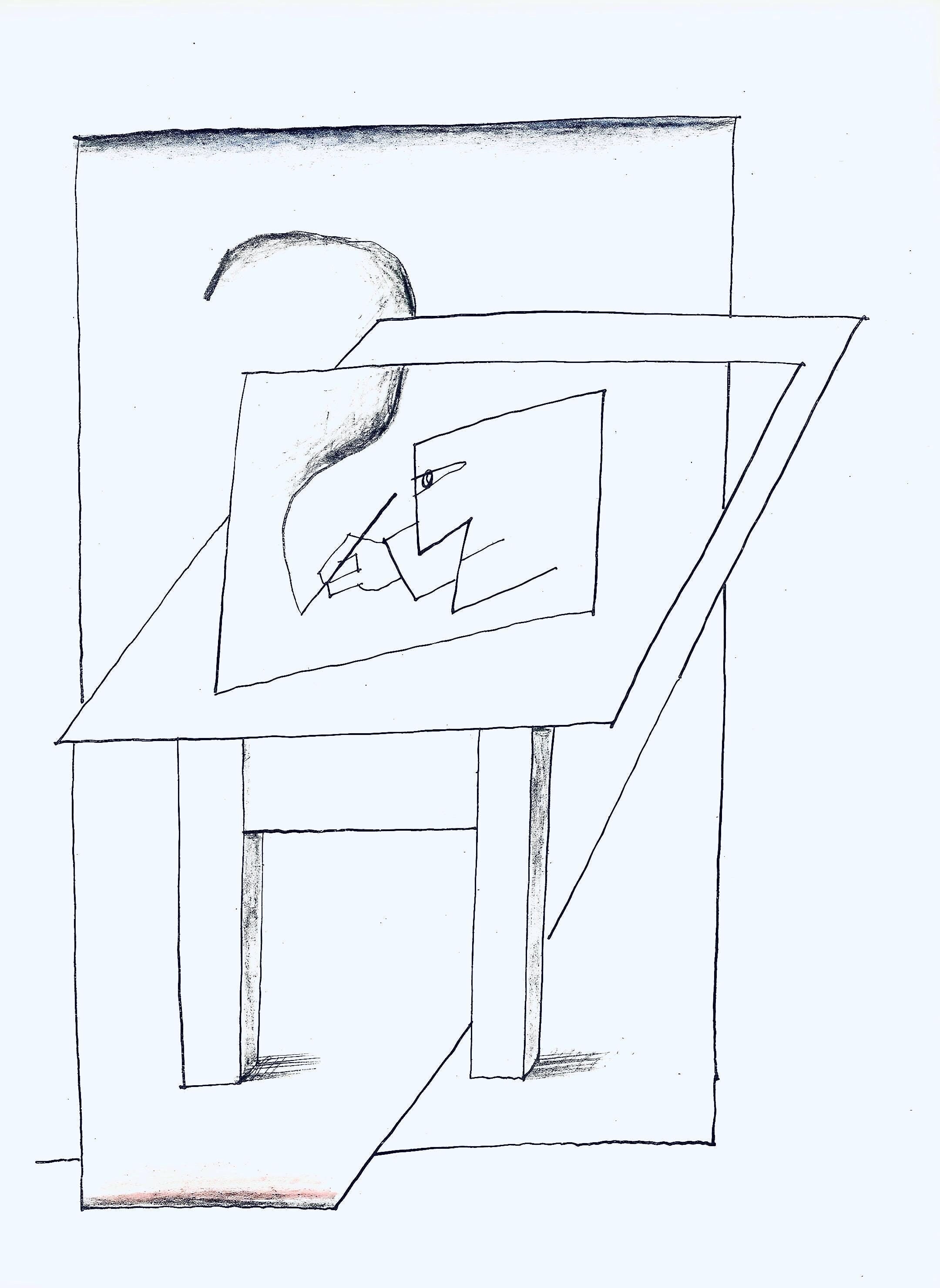 Saul Steinberg, Composition, Derrière le miroir, Limited Edition Lithograph
