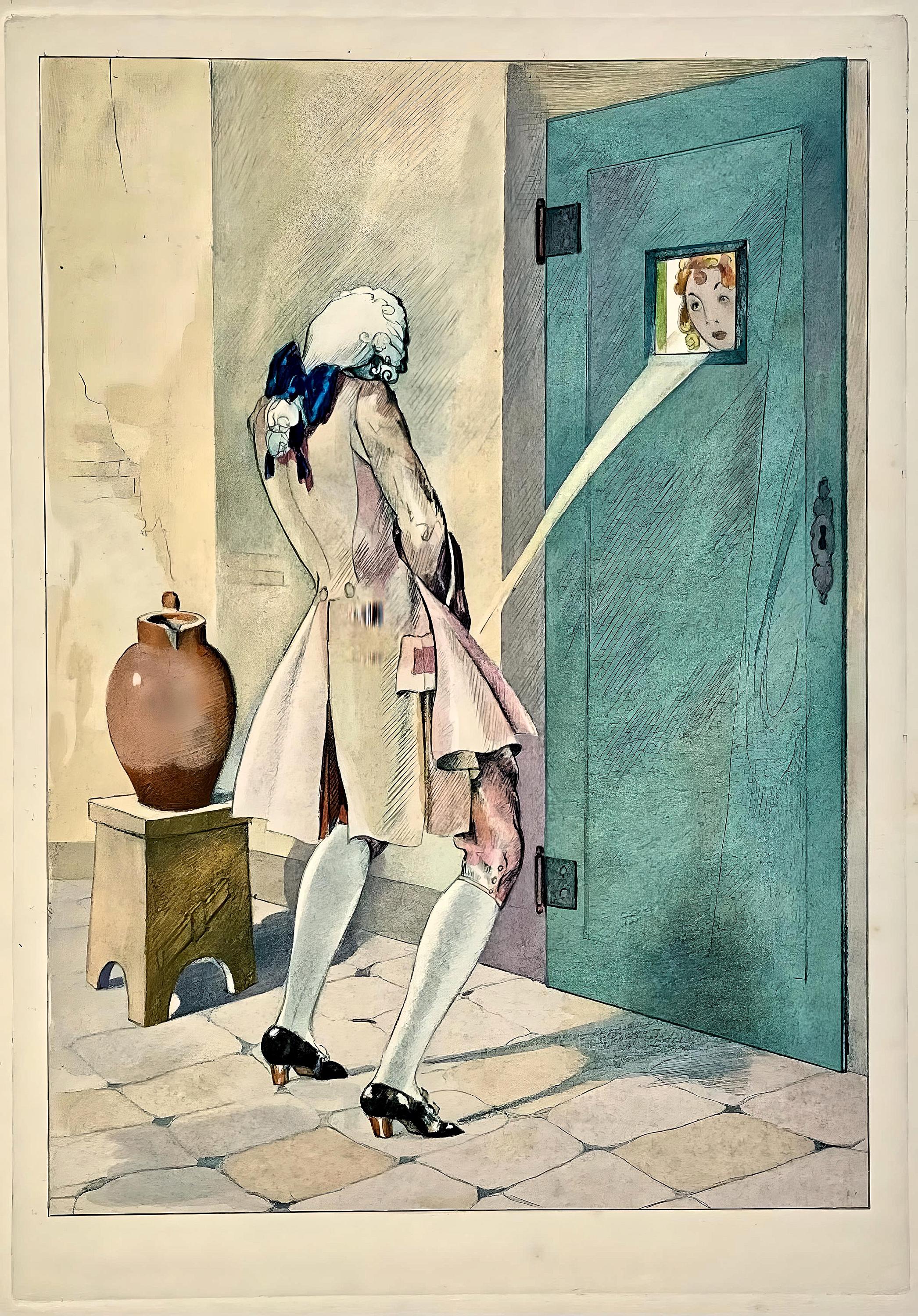 Umberto Brunelleschi, Composition, La Leçon d'amour dans un parc, Limited Edition Lithograph