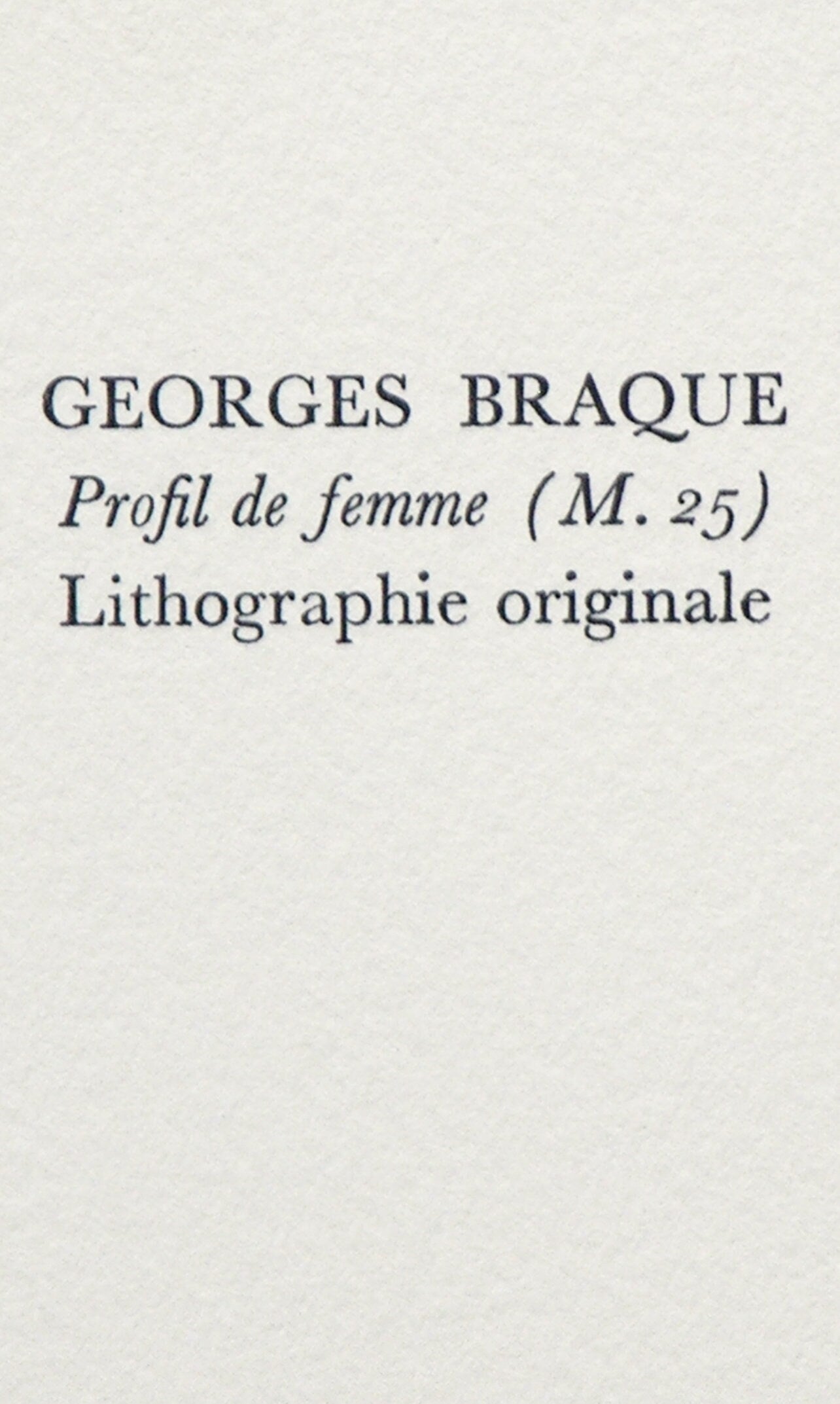 Georges Braque, Profil de femme (Mourlot 25), Souvenirs et portraits d'artistes, Limited Edition Lithograph