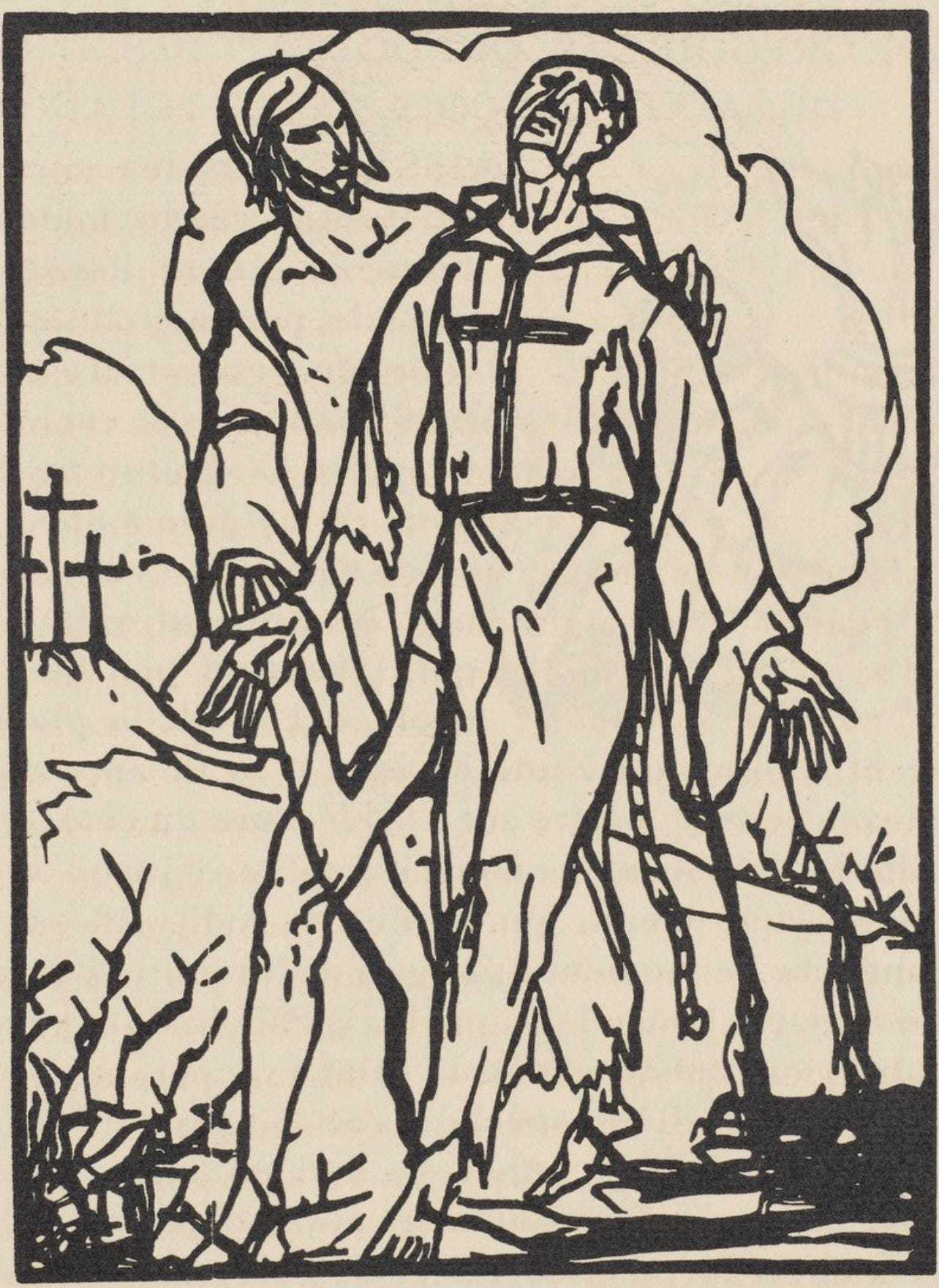 Émile Bernard, Composition (Morane, No. 100), Les Petites Fleurs de St. Françoise, Limited Edition Woodcut
