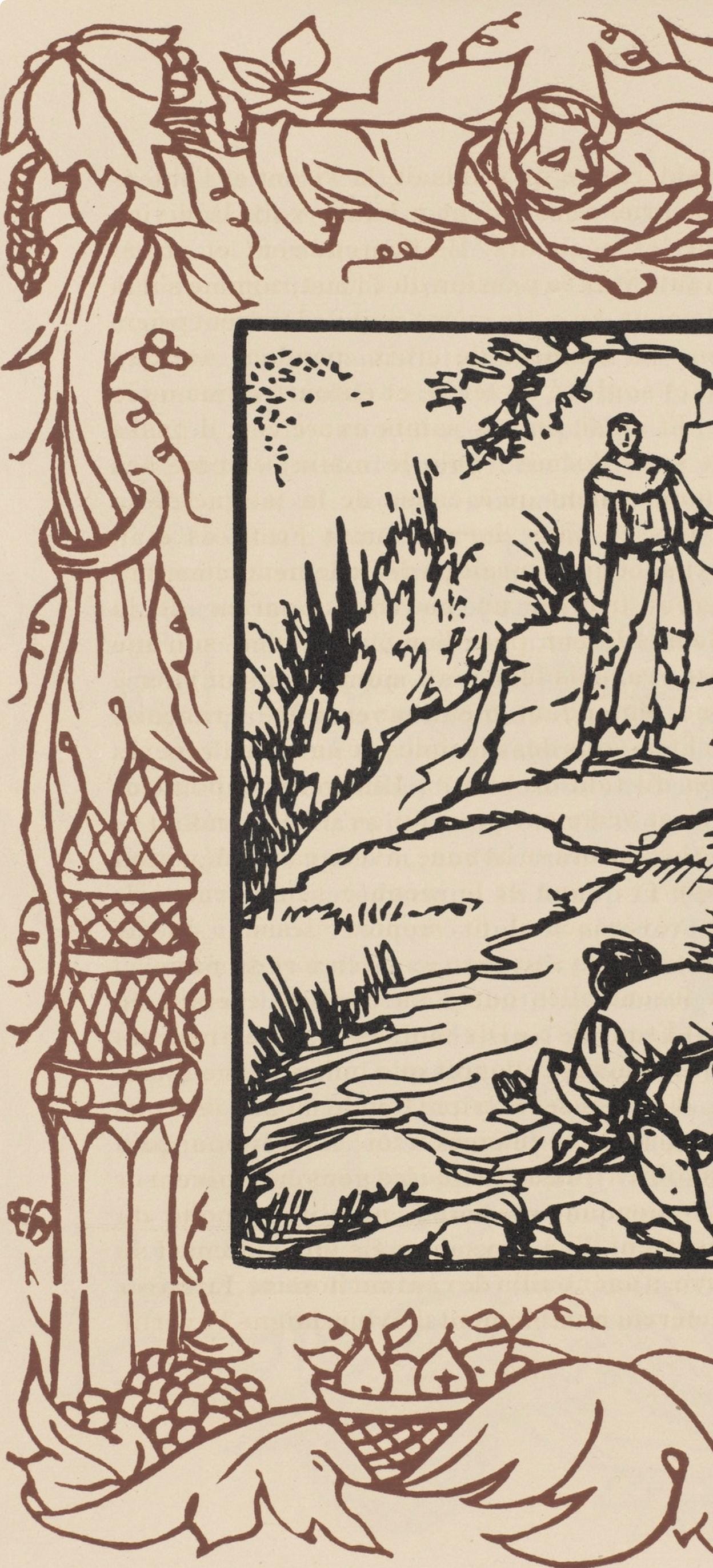 Émile Bernard, Composition (Morane, No. 100), Les Petites Fleurs de St. Françoise, Limited Edition Woodcut