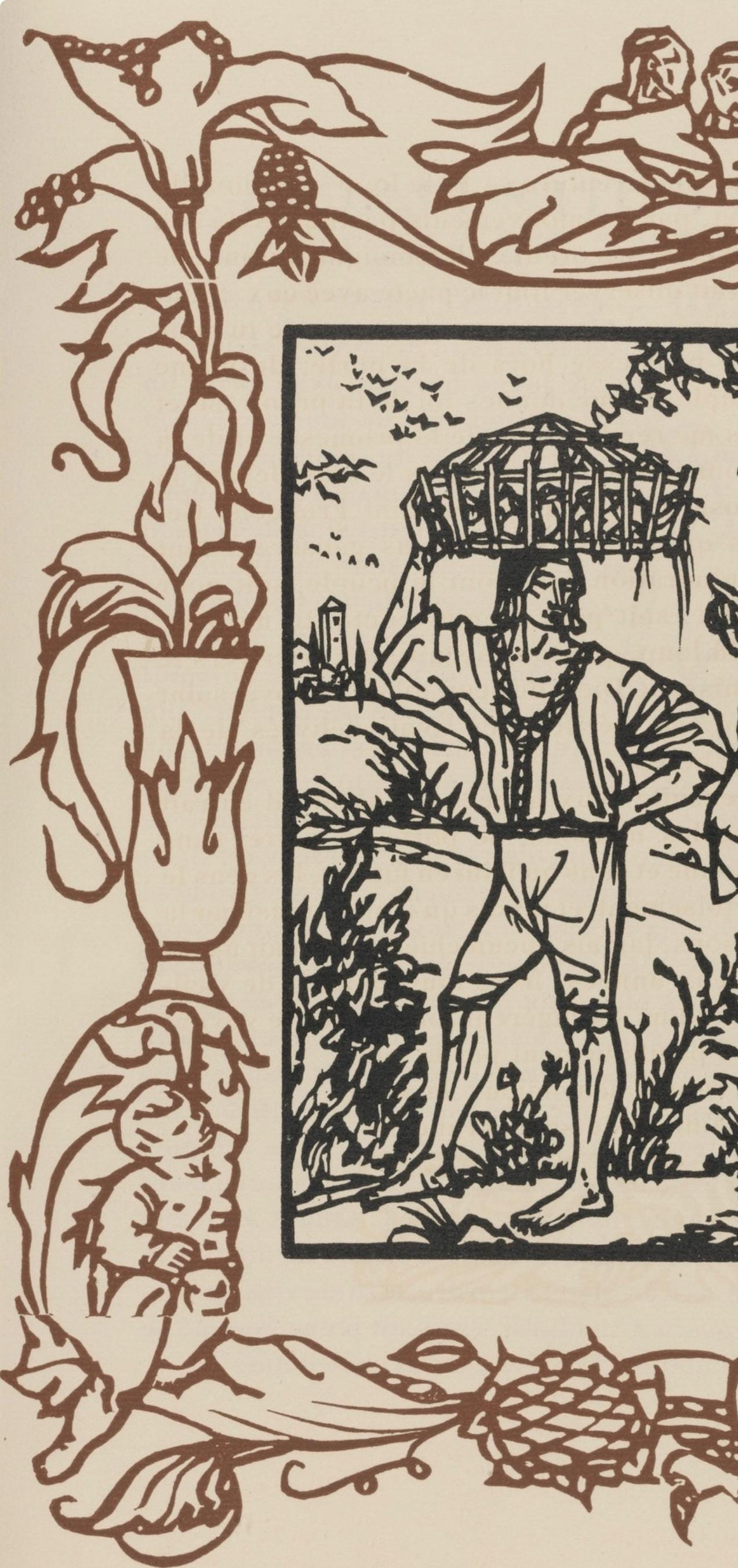 Émile Bernard, Composition (Morane, No. 100), Les Petites Fleurs de St. Françoise, Limited Edition Woodcut