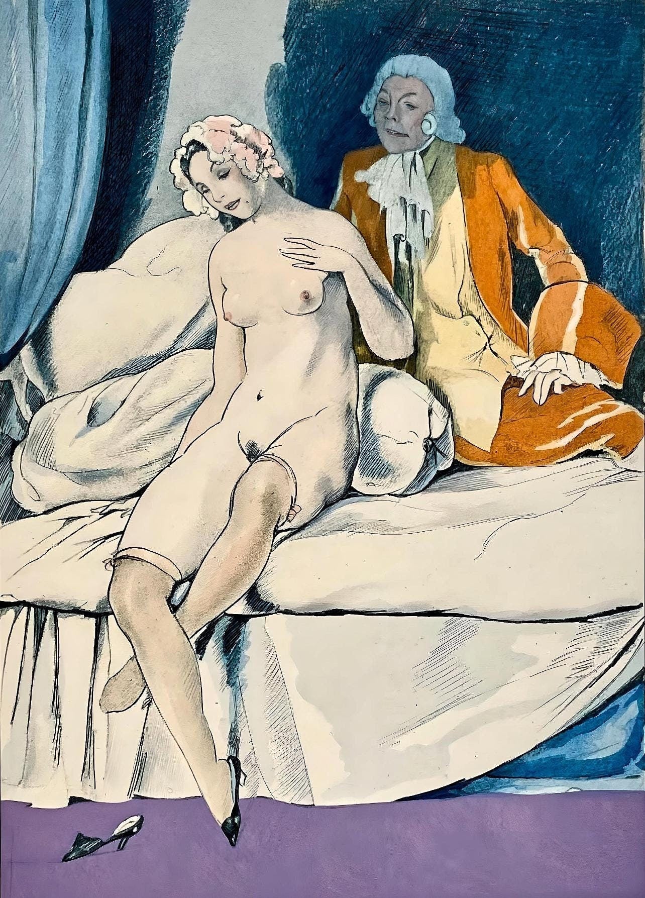 Umberto Brunelleschi, Composition, La Leçon d'amour dans un parc, Limited Edition Lithograph