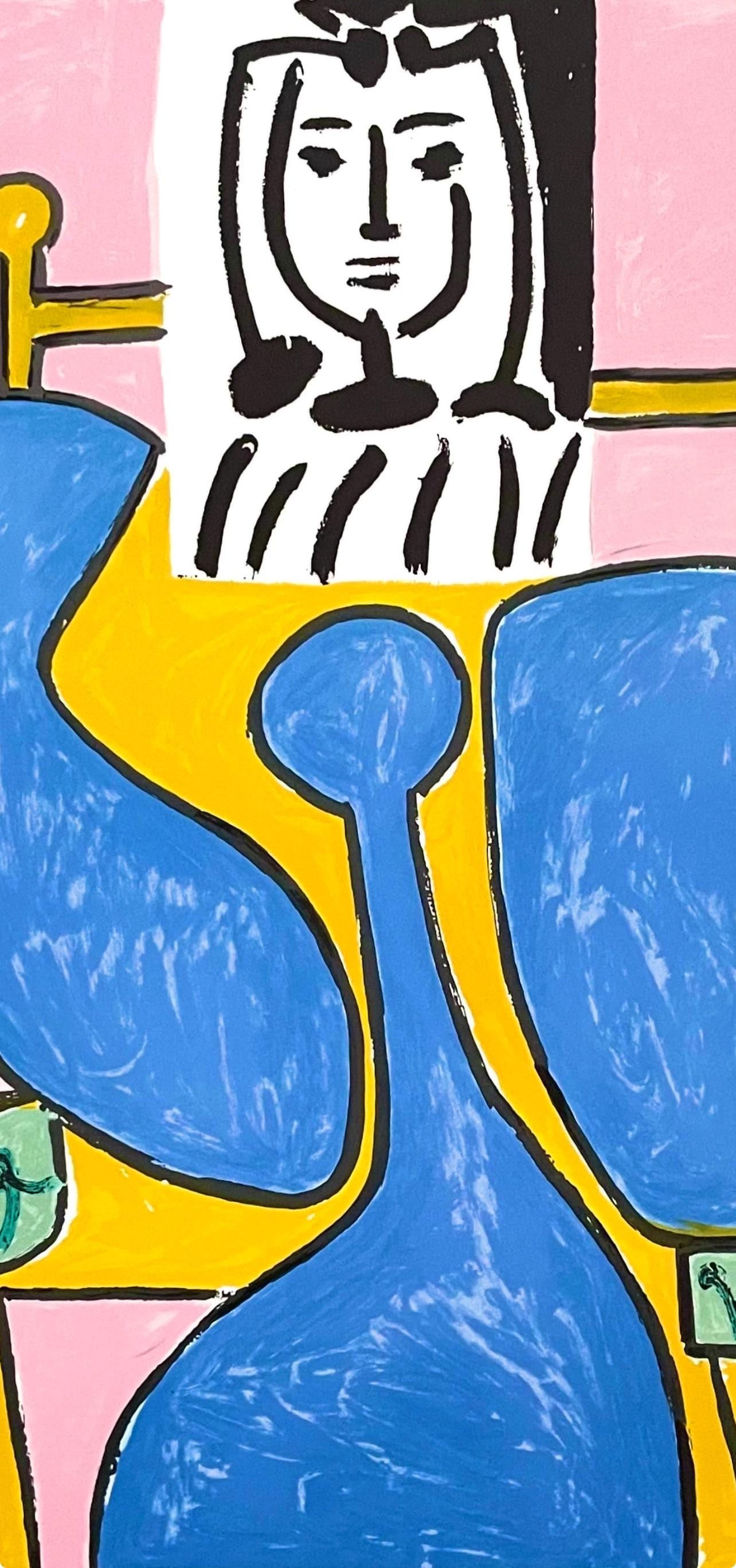 Pablo Picasso, Femme Assise à la Robe Bleue, Marina Picasso Collection, Official Limited Edition Lithograph