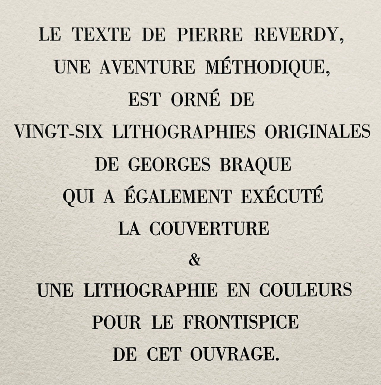 Georges Braque, Frontispiece, Une Aventure Méthodique