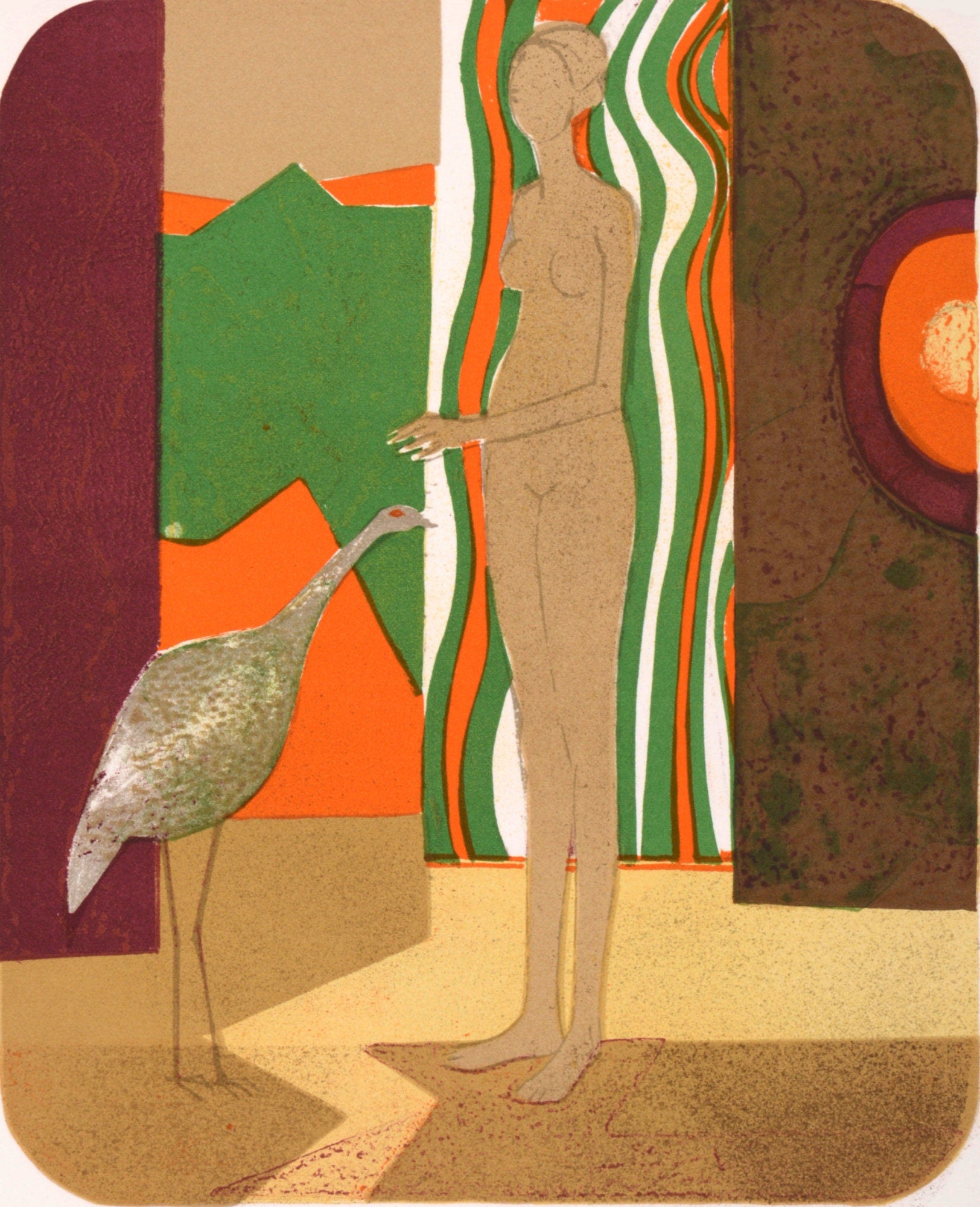 André Minaux, La femme et l'oiseau, Souvenirs et portraits d'artistes, Limited Edition Lithograph