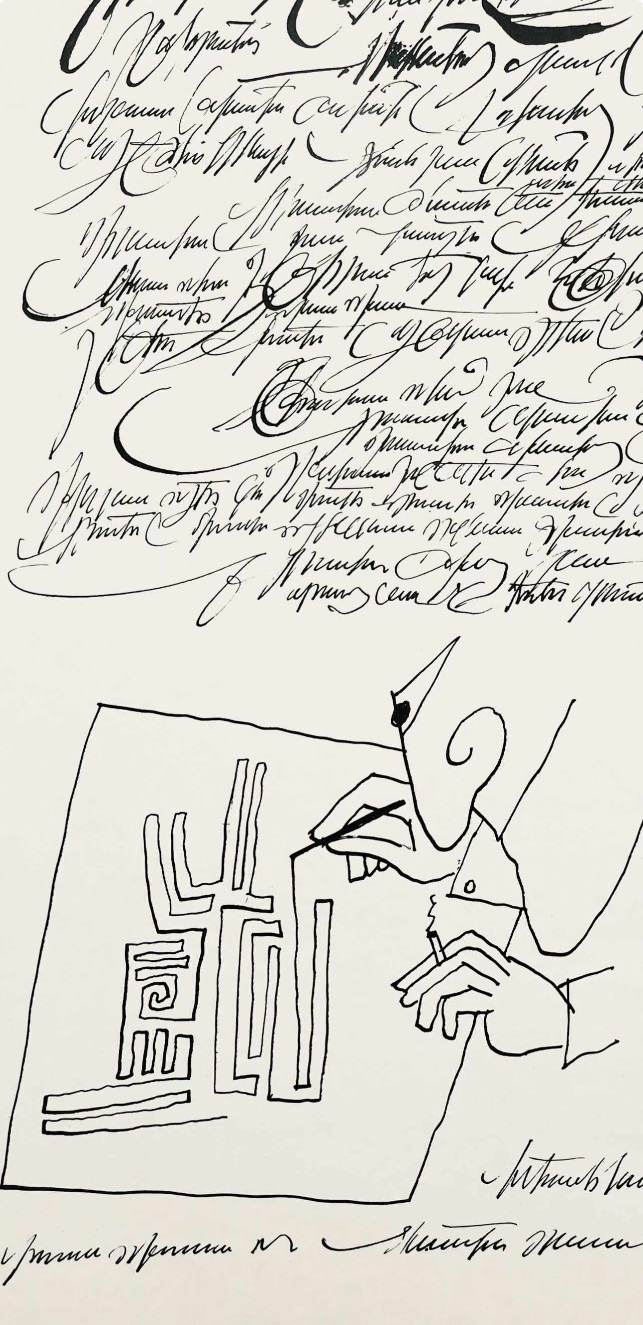 Saul Steinberg, Composition, Derrière le miroir, Limited Edition Lithograph
