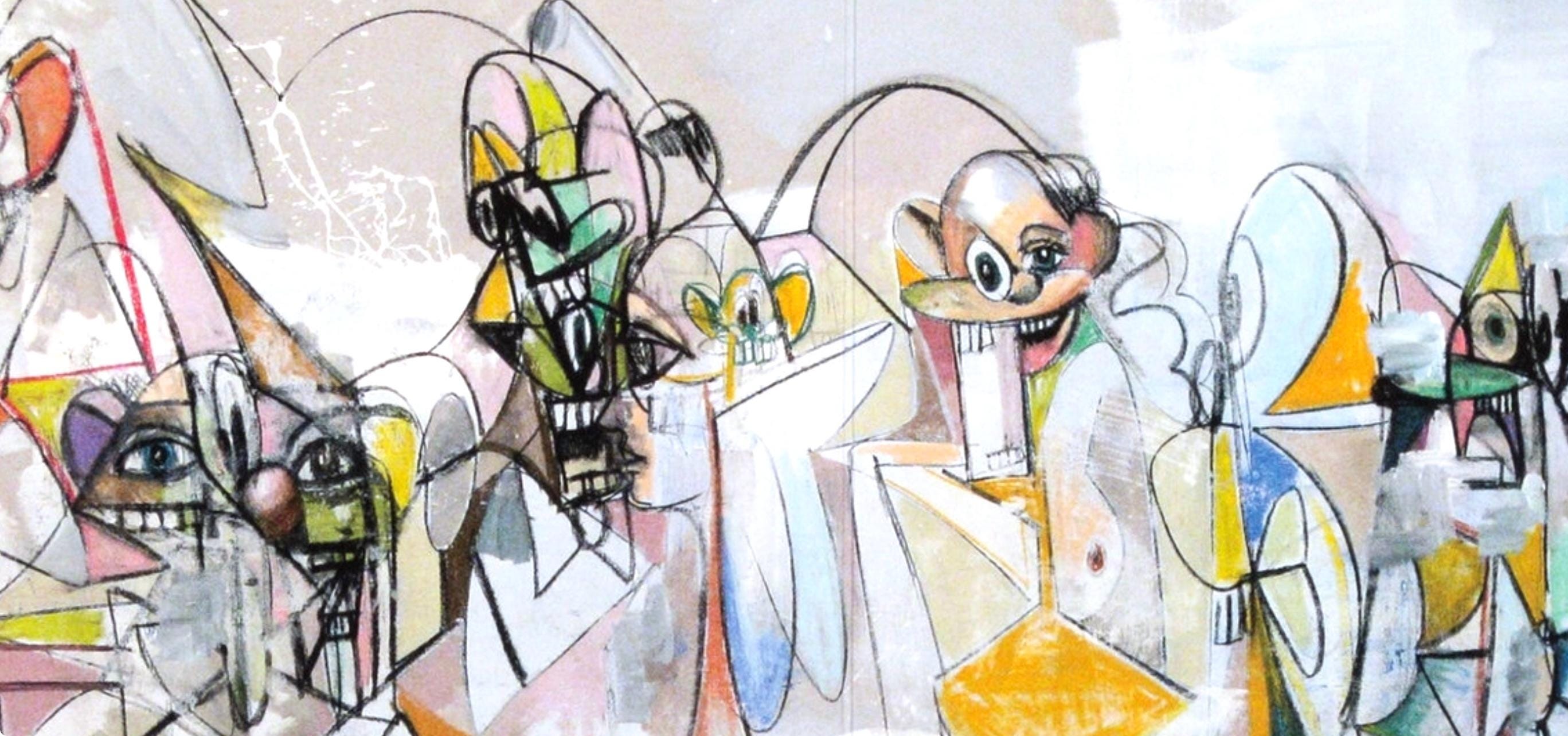 George Condo, Parallel Figures, Drawing Paintings, Limited Edition Four Color Process Print