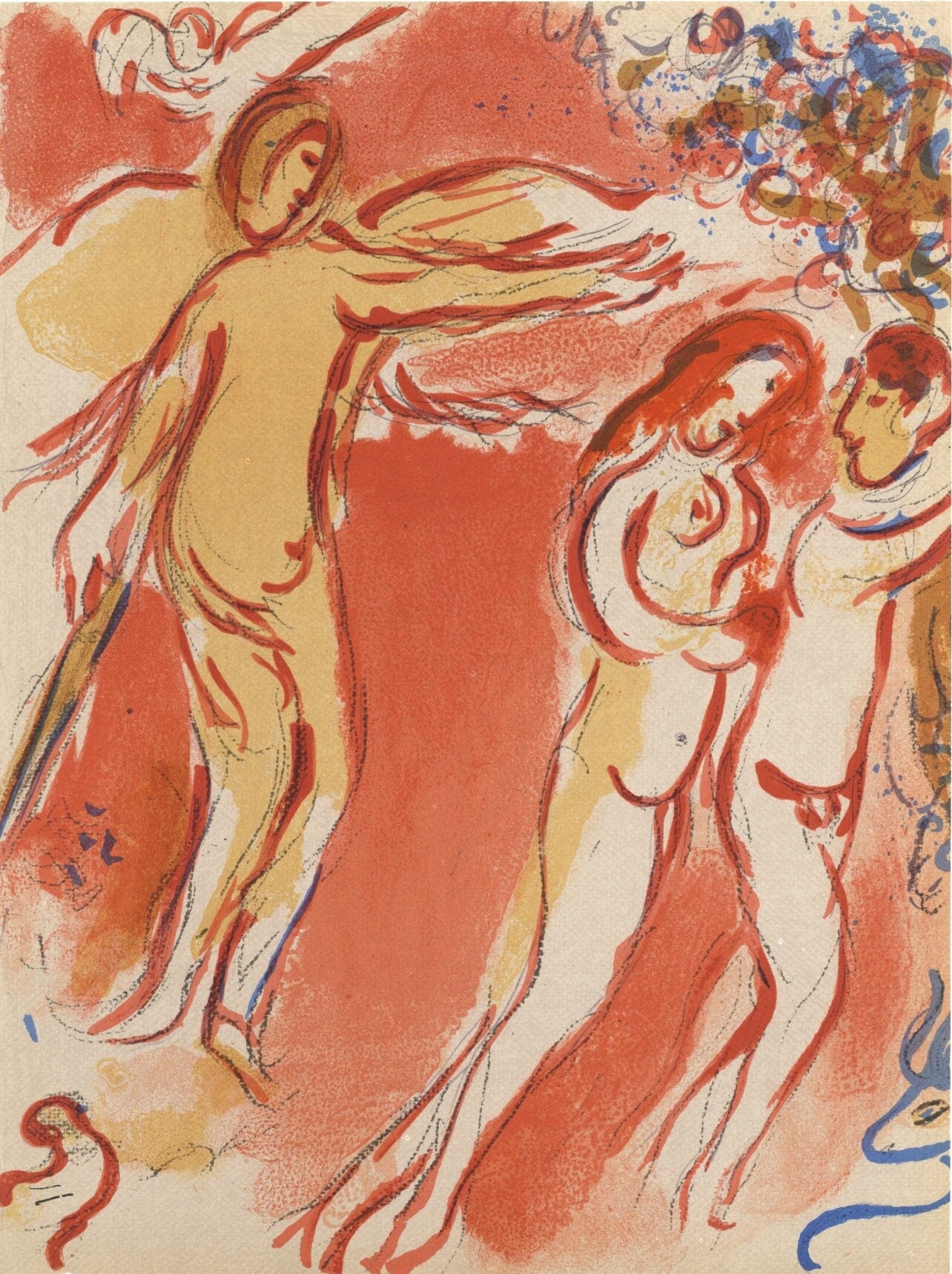 Marc Chagall, Banished from Paradise (Mourlot 117-46; Cramer 25), Drawings from the Bible, Verve: Revue, Limited Edition Lithograph