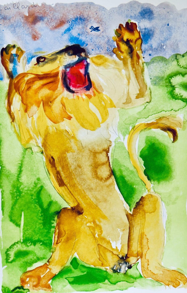 Hugues Christian Caillard, Le lion et le moucheron, Vingt fables de La fontaine, Limited Edition Woodcut