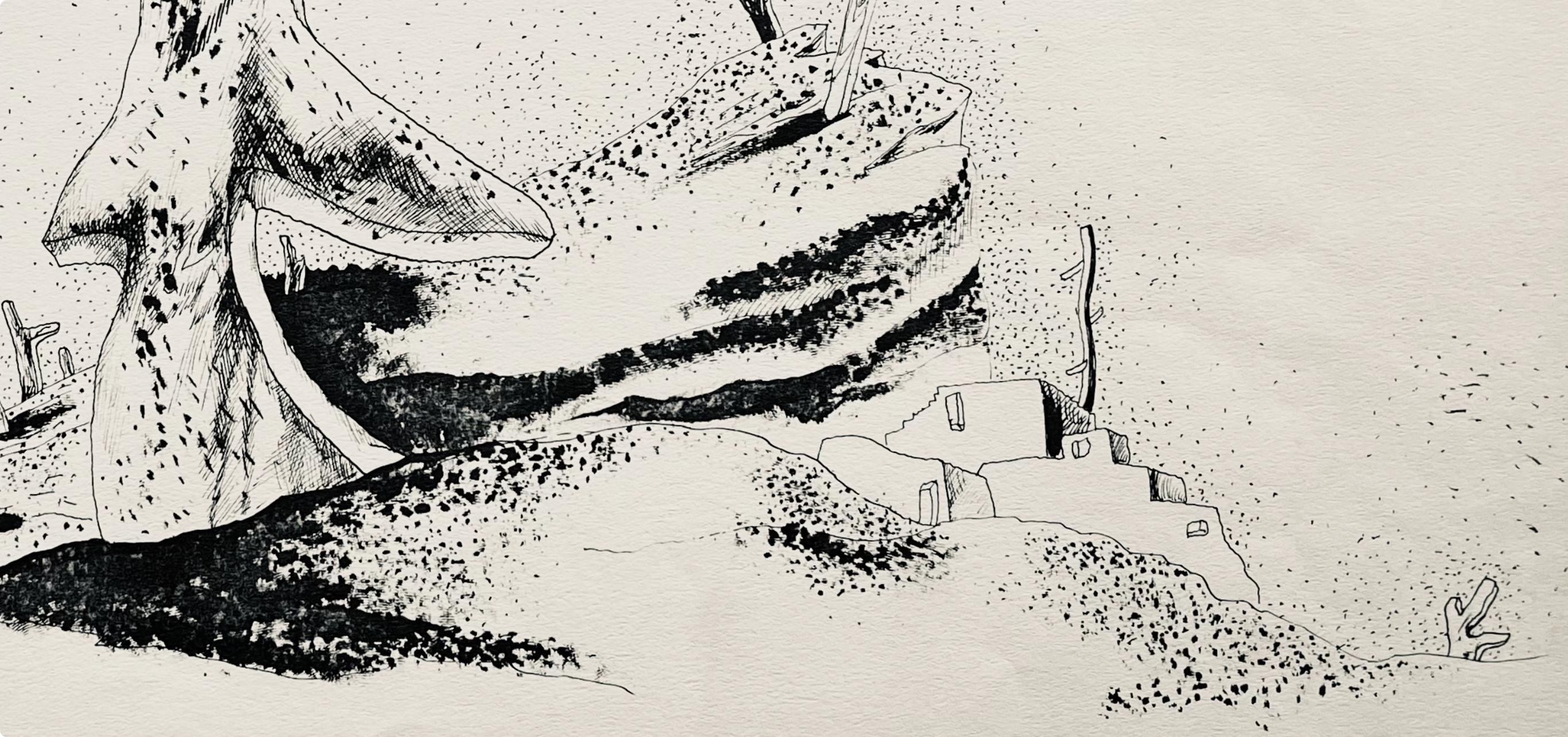 Jean Lurçat, derniers monuments aux victimes, huit dessins à la plume, Limited Edition Lithograph