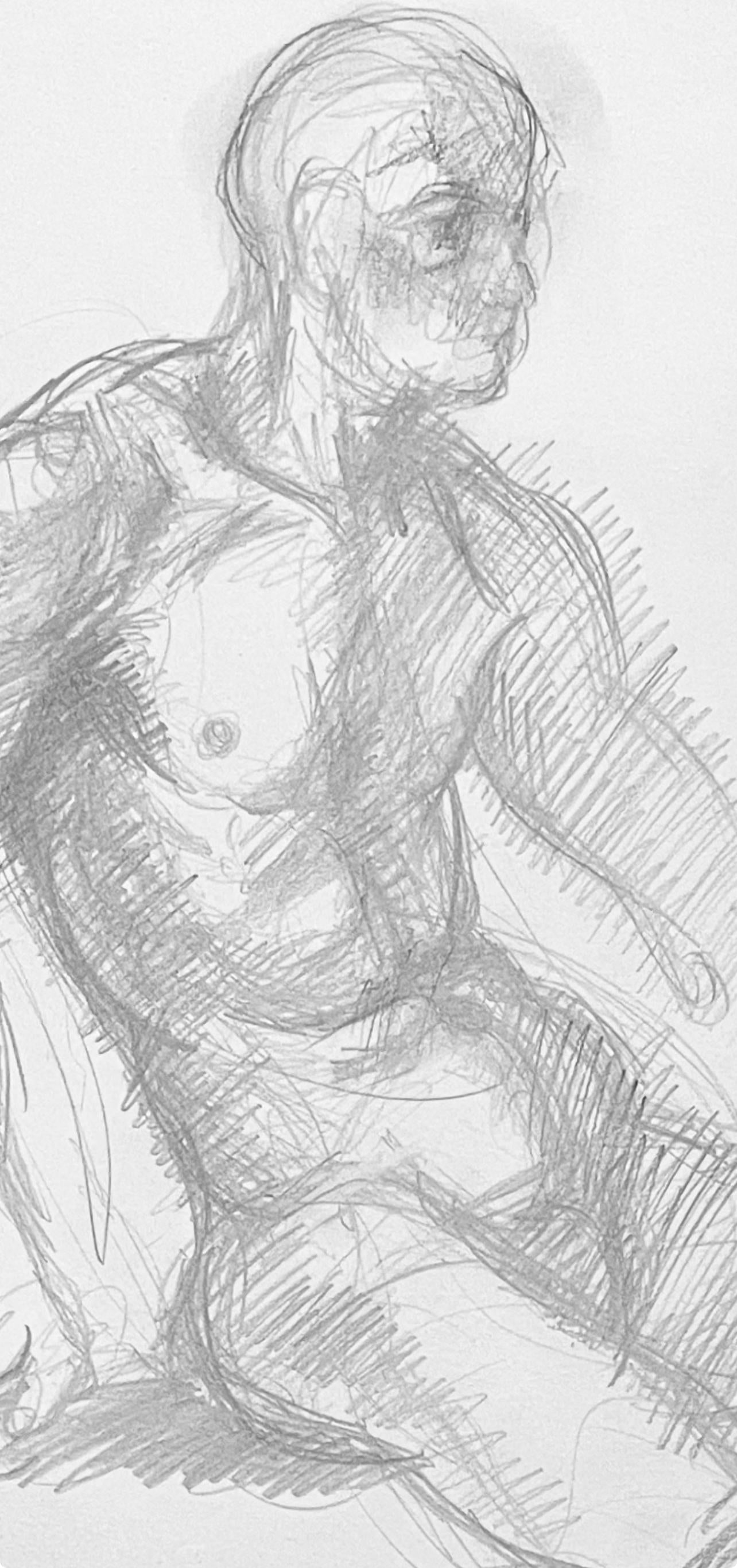 Ian Hornak, Renaissance Male and Female Nude Figure Study, 1963, Original Drawing