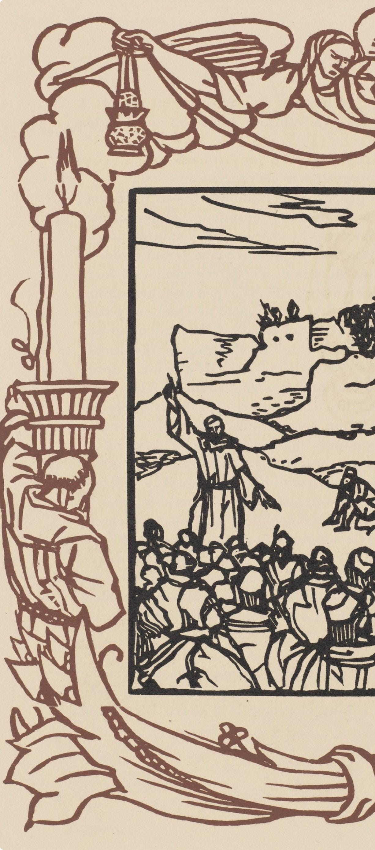 Émile Bernard, Composition (Morane, No. 100), Les Petites Fleurs de St. Françoise, Limited Edition Woodcut