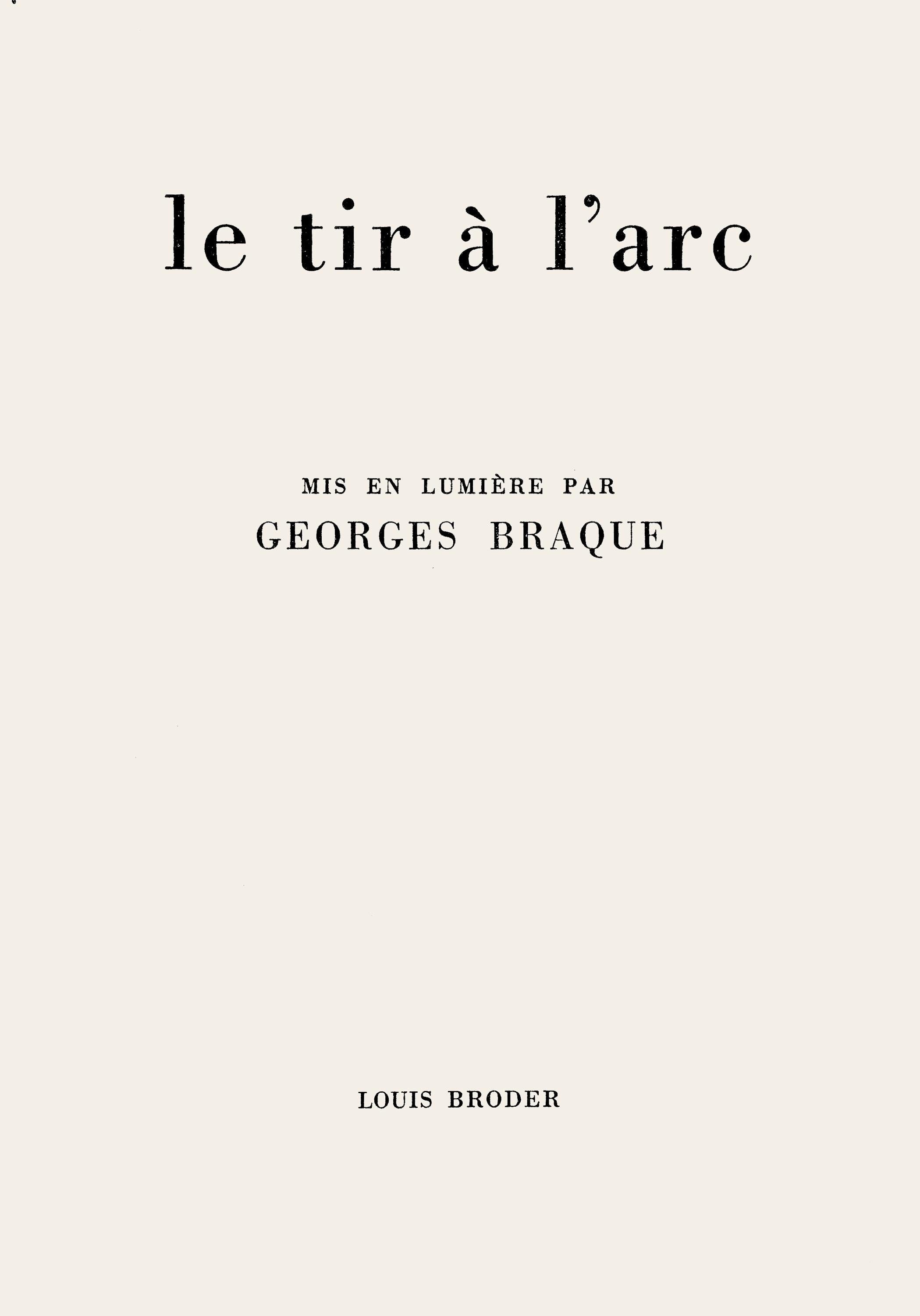 Georges Braque, Composition (Vallier 153), Le Tir à l'arc mis en lumière par Georges Braque, Limited Edition Lithograph