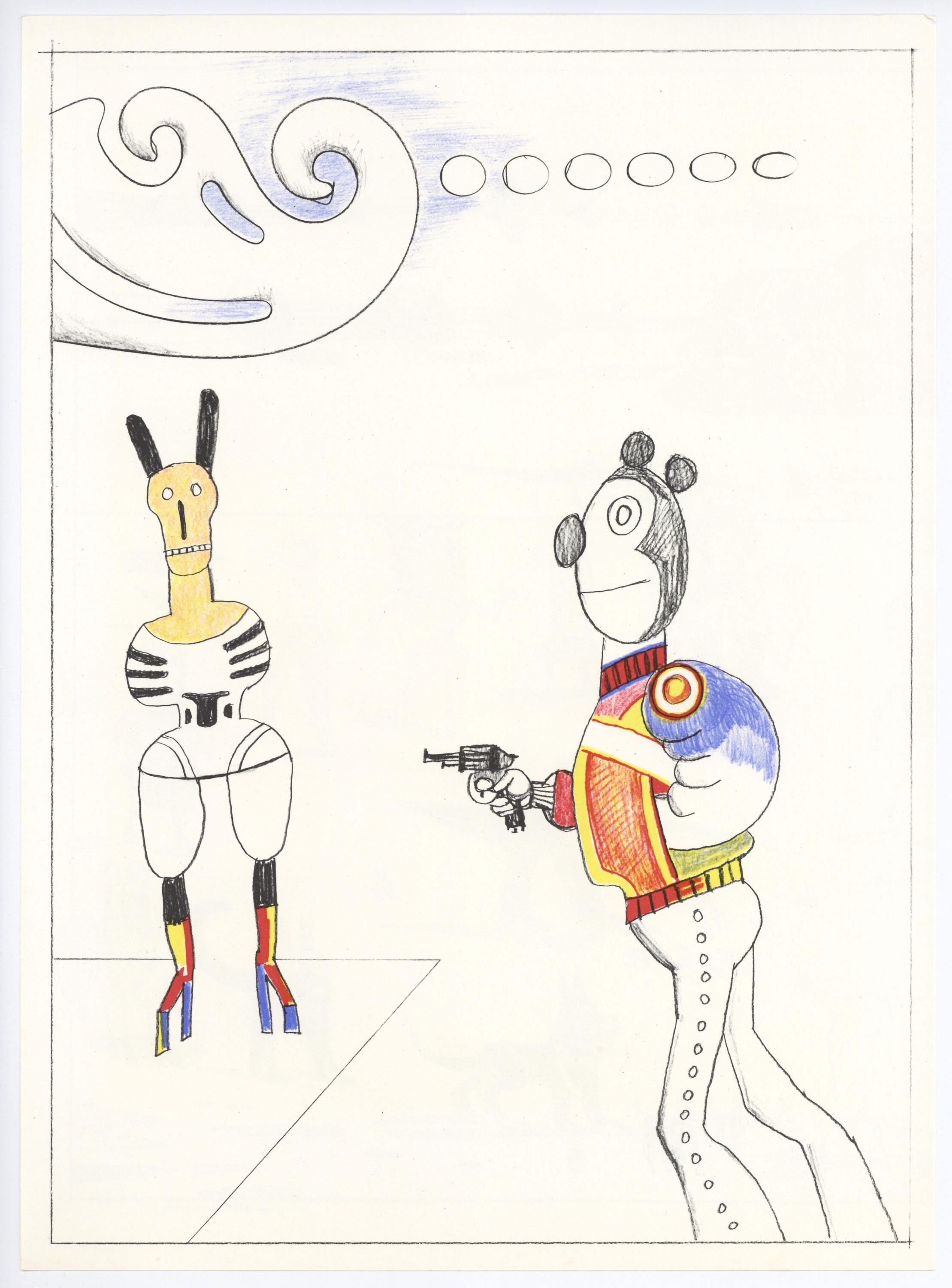 Saul Steinberg, Composition, Derrière le miroir, Limited Edition Lithograph