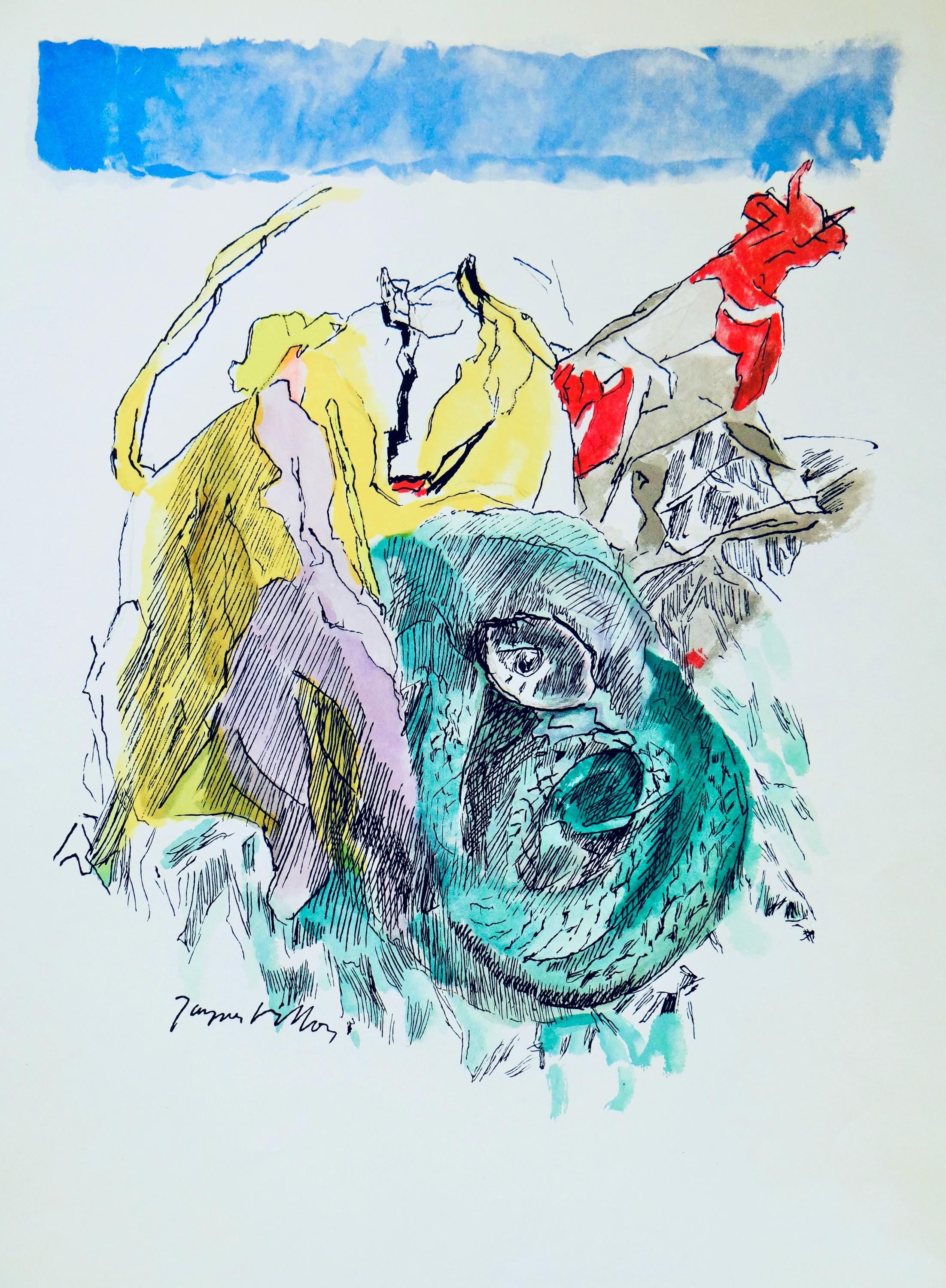 Jacques Villon, Serpent cubiste, Vingt fables de La fontaine, Limited Edition Woodcut