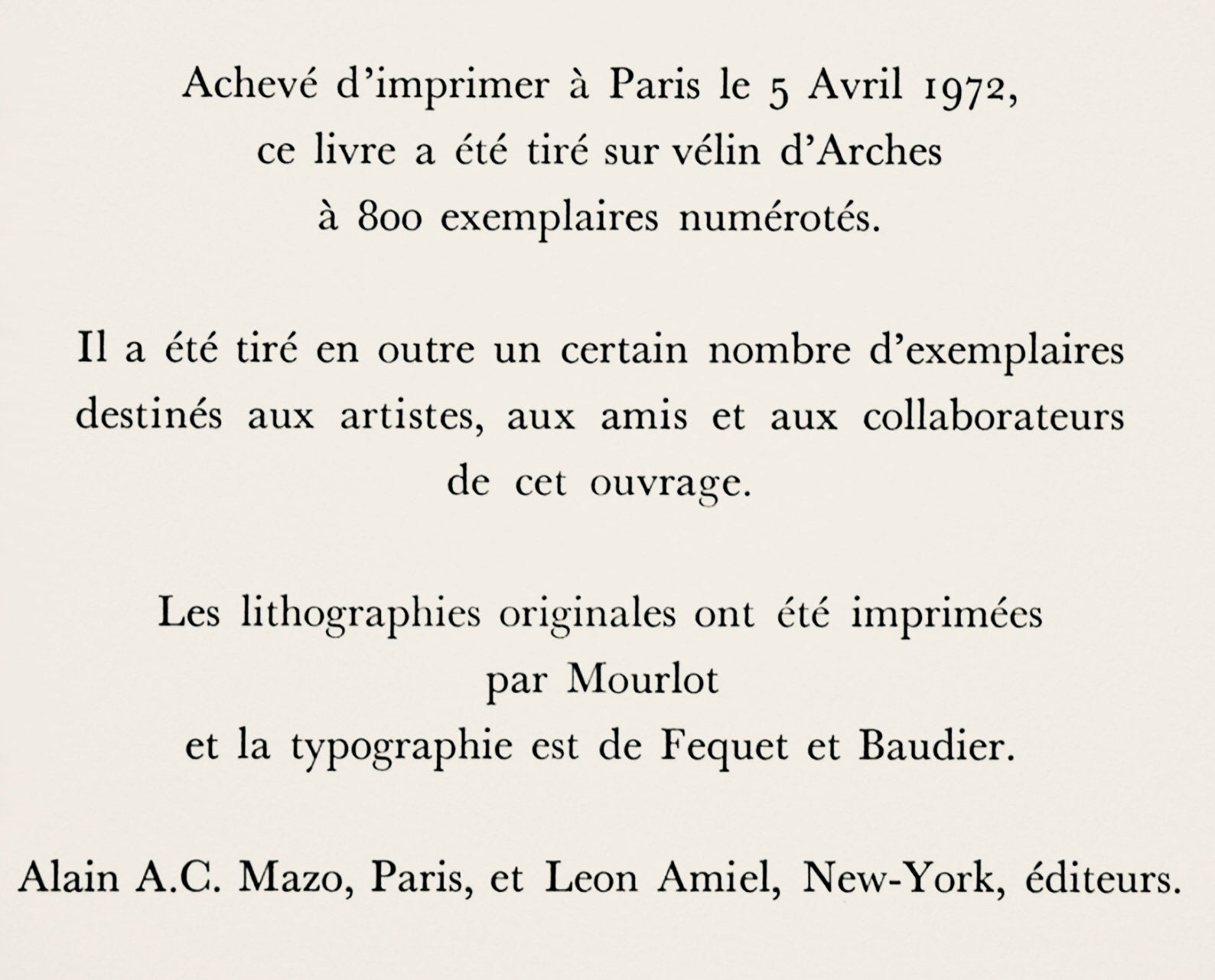 Jean Cocteau, Manuscrit, Souvenirs et portraits d'artistes, Limited Edition Lithograph