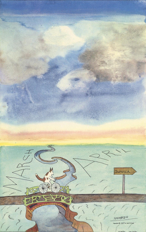 Saul Steinberg, Composition, Derrière le miroir, Limited Edition Lithograph