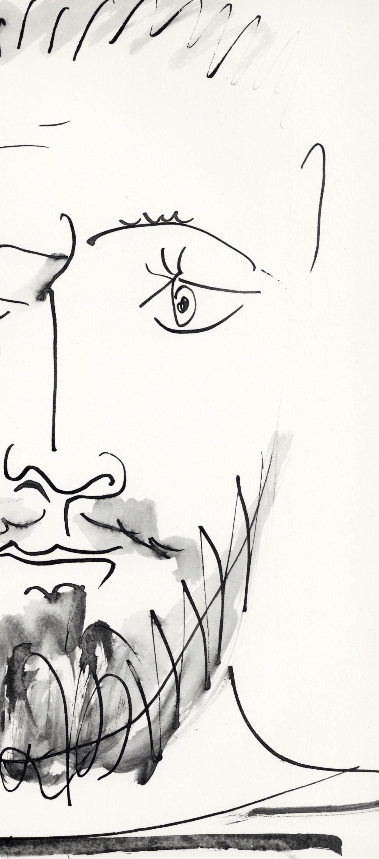 Pablo Picasso, Visage d'homme, profil droit (Cramer No. 84), 40 dessins de Picasso en marge du Buffon, Limited Edition Lithograph