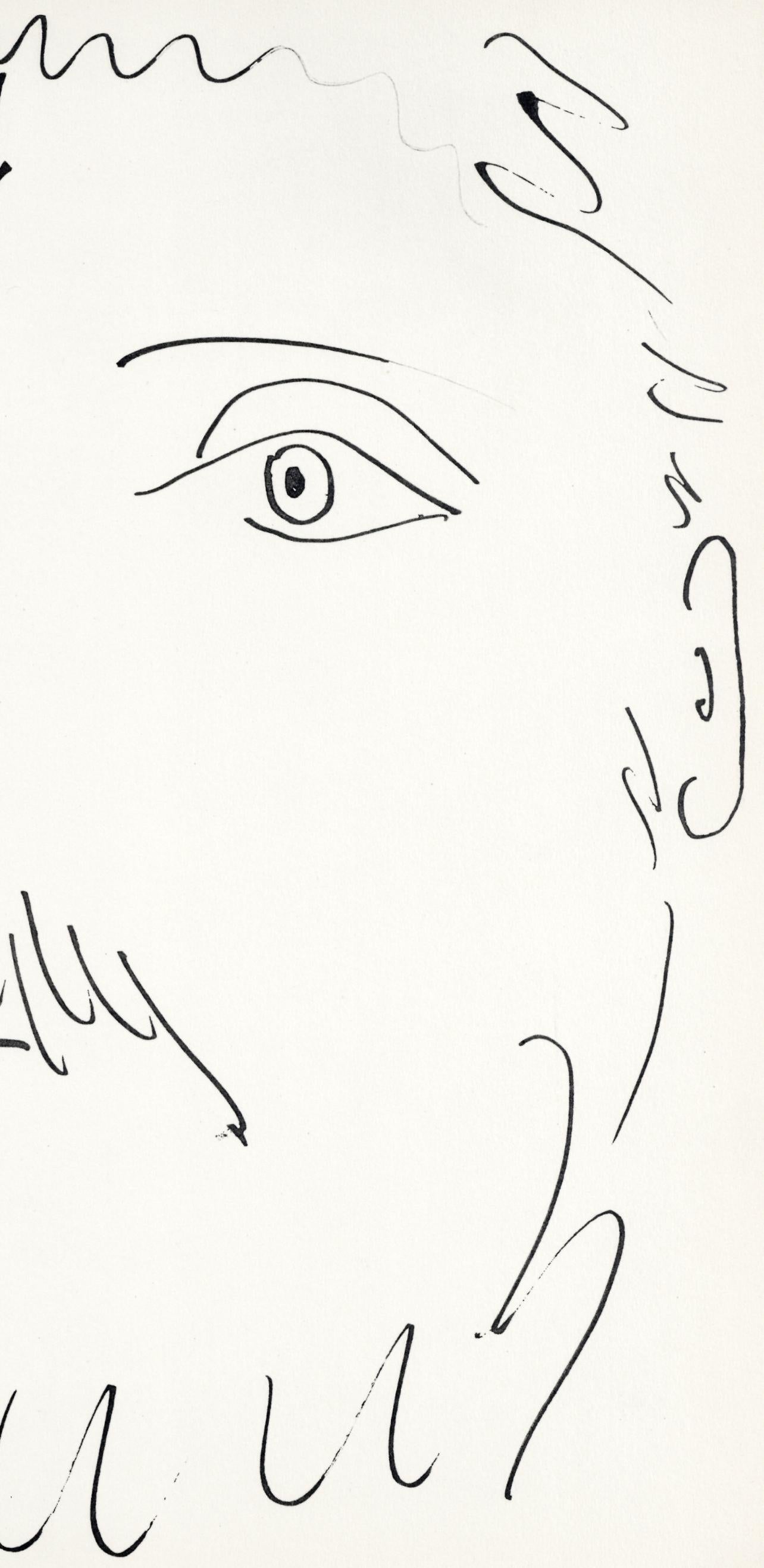 Pablo Picasso, Visage d'homme, profil gauche (Cramer No. 84), 40 dessins de Picasso en marge du Buffon, Limited Edition Lithograph