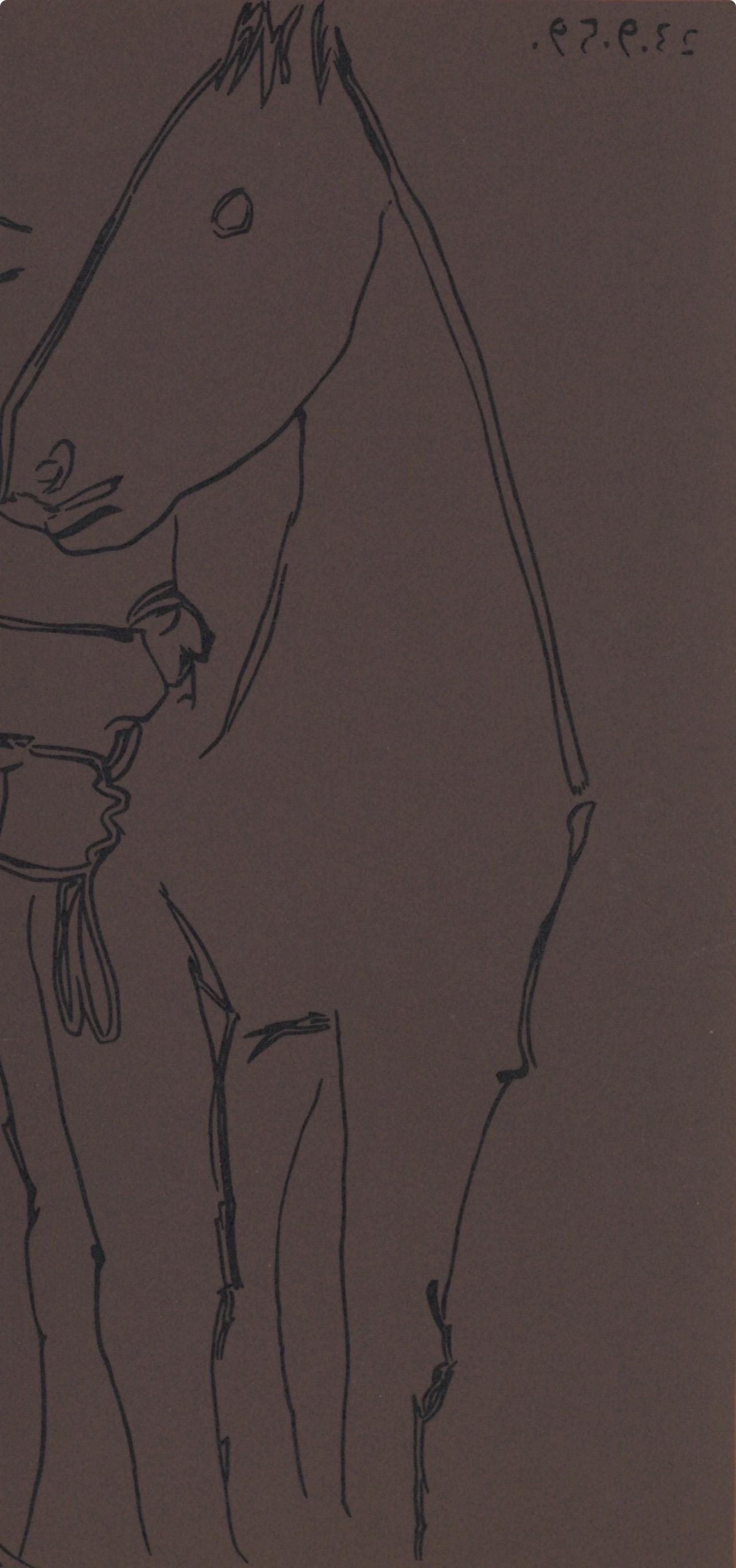 Pablo Picasso, Standing Picador with his Horse (Orozco 214), Grabados al linóleo, Limited Edition Linocut