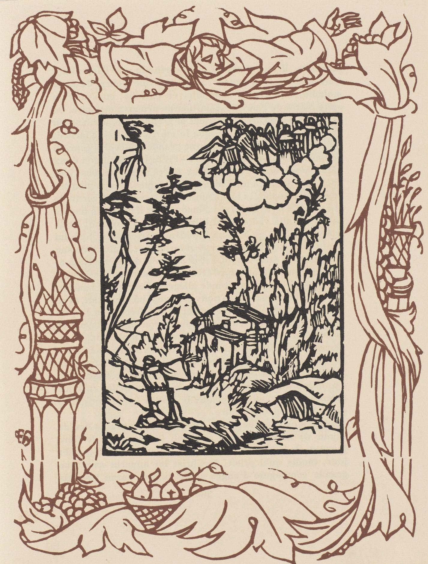 Émile Bernard, Composition (Morane, No. 100), Les Petites Fleurs de St. Françoise, Limited Edition Woodcut
