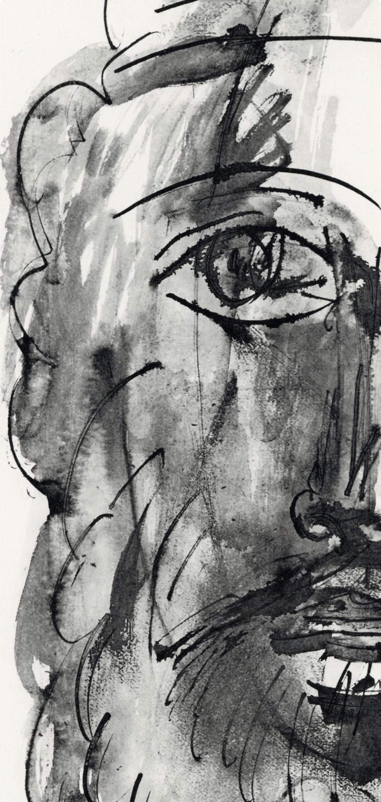 Pablo Picasso, Visage d'homme au bandeau (Cramer No. 84), 40 dessins de Picasso en marge du Buffon, Limited Edition Lithograph