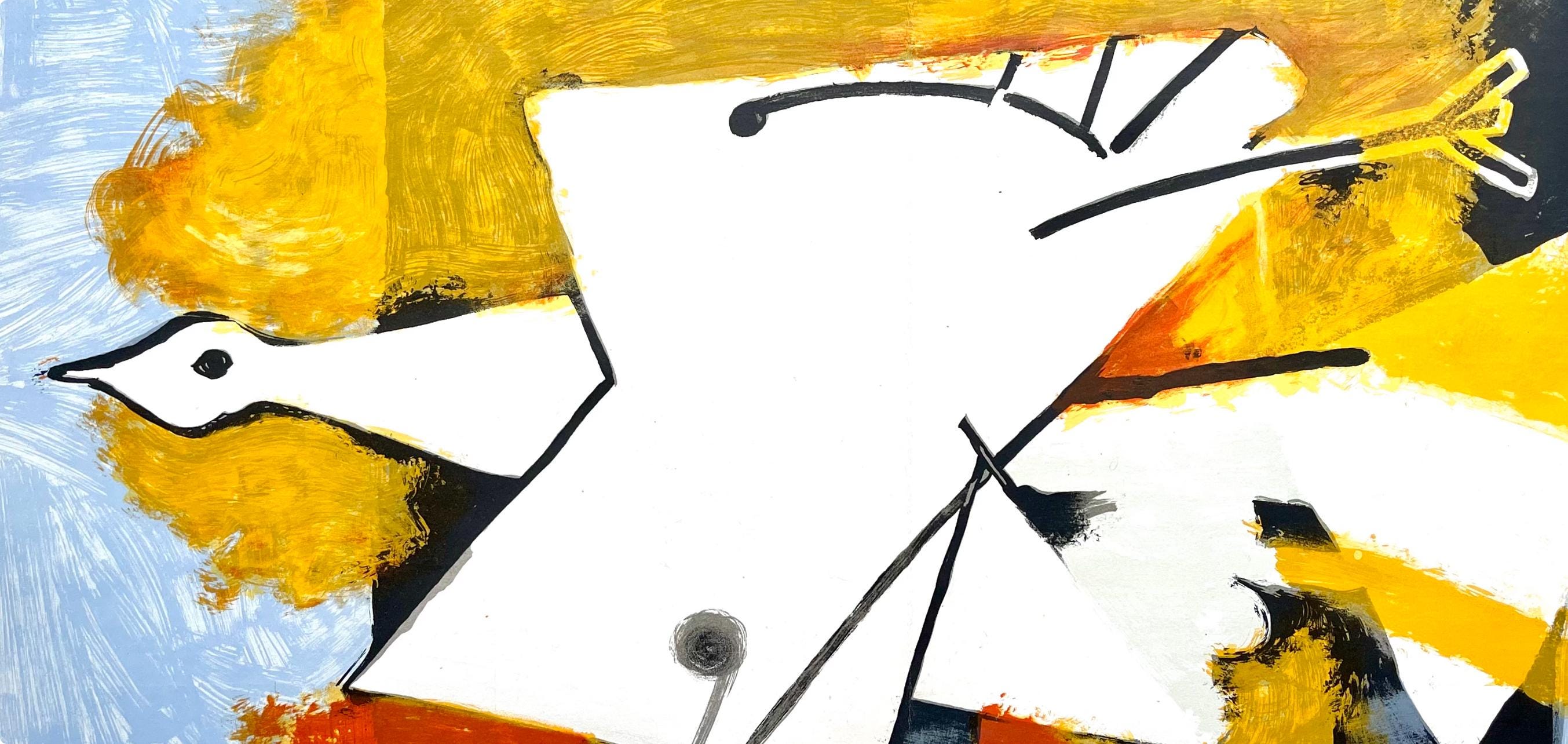 Georges Braque, L'oiseau jaune (Maeght 1031), Derrière le miroir, Limited Edition Lithograph