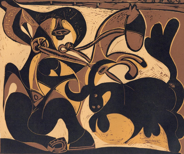 Pablo Picasso, Picador Goading Bull (Orozco 214), Grabados al linóleo, Limited Edition Linocut