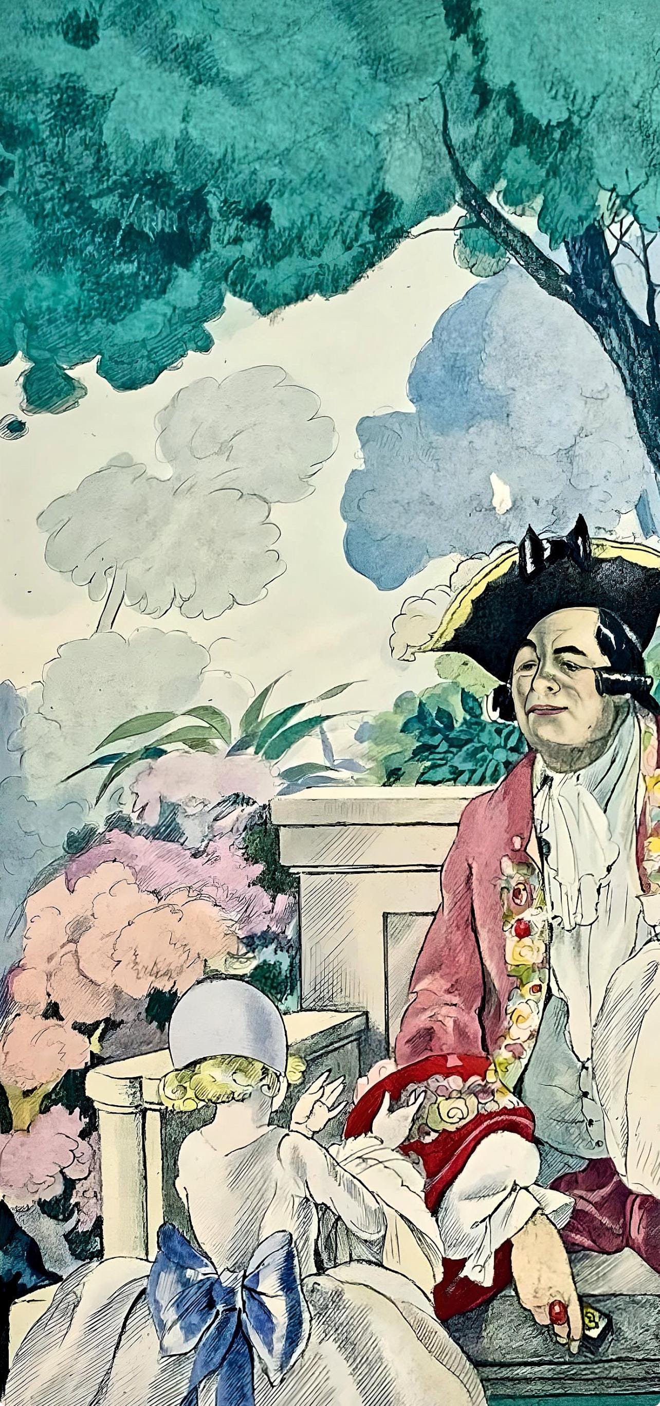 Umberto Brunelleschi, Composition, La Leçon d'amour dans un parc, Limited Edition Lithograph