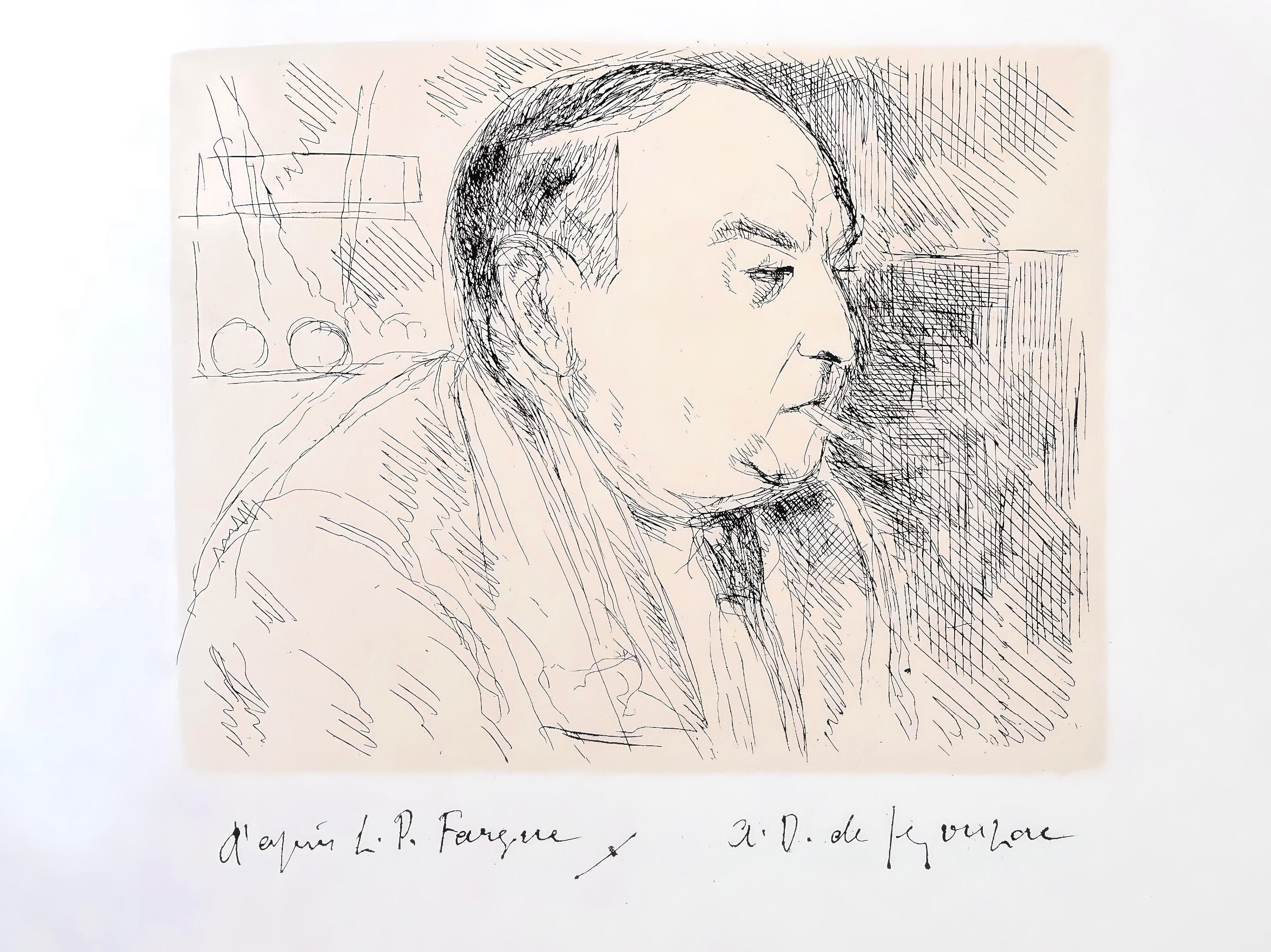 André Dunoyer de Segonzac, Portrait de l'Auteur, Au Temps de Paris Seine, Limited Edition Lithograph