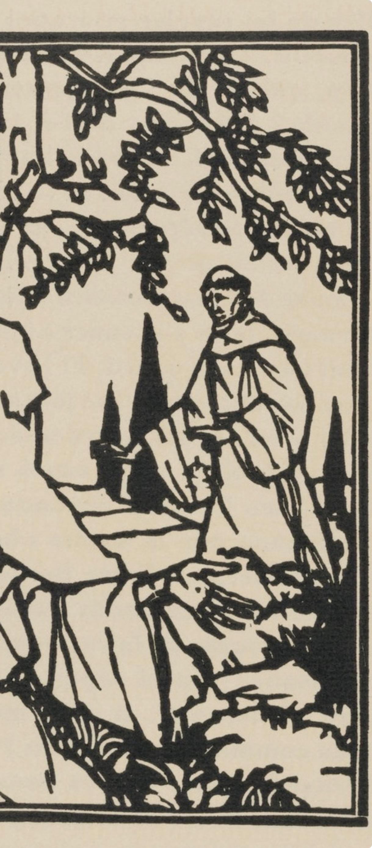 Émile Bernard, Composition (Morane, No. 100), Les Petites Fleurs de St. Françoise, Limited Edition Woodcut