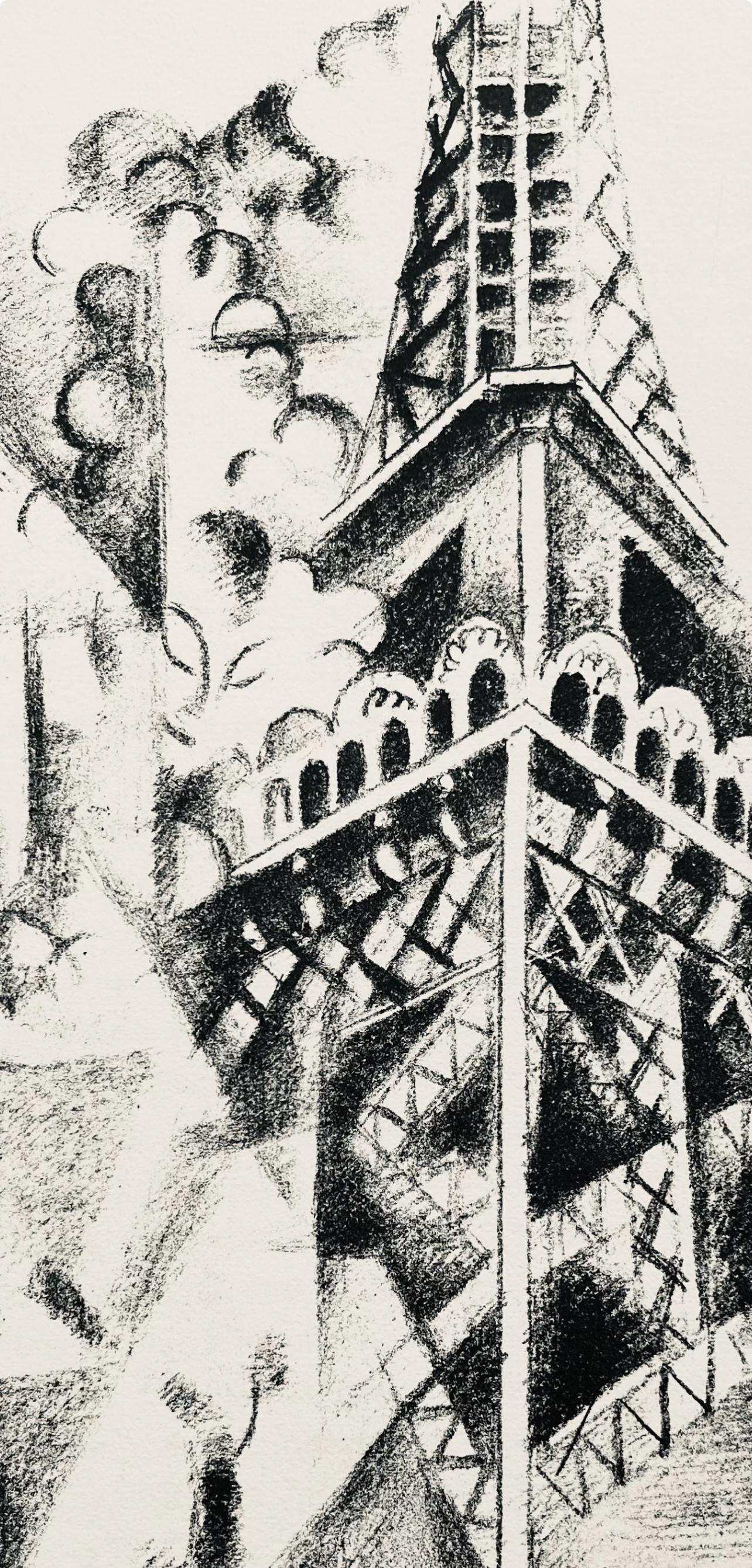 Robert Delaunay, La Tour et la femme (Habasque 720-728), Allo! Paris!, Limited Edition Lithograph