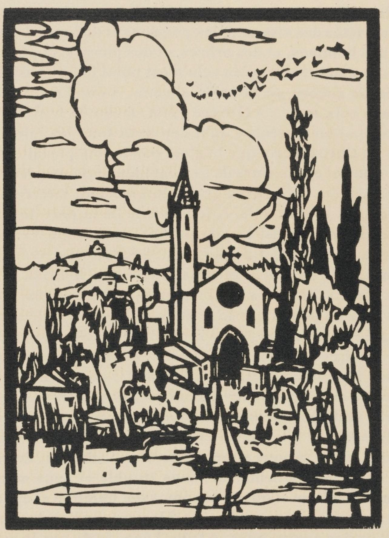 Émile Bernard, Composition (Morane, No. 100), Les Petites Fleurs de St. Françoise, Limited Edition Woodcut