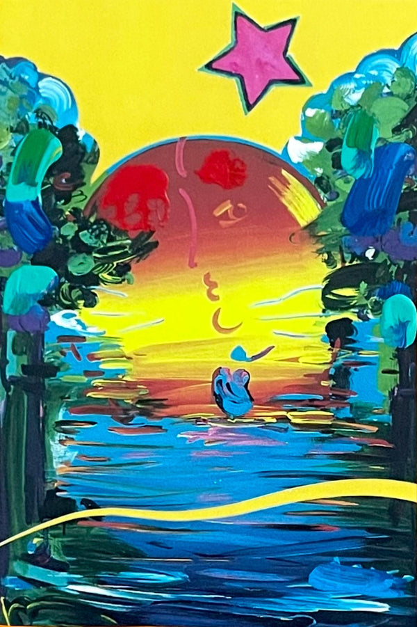 Peter Max, Better World, Hand Signed, Mixed Media Acrylic and Lithograph Painting