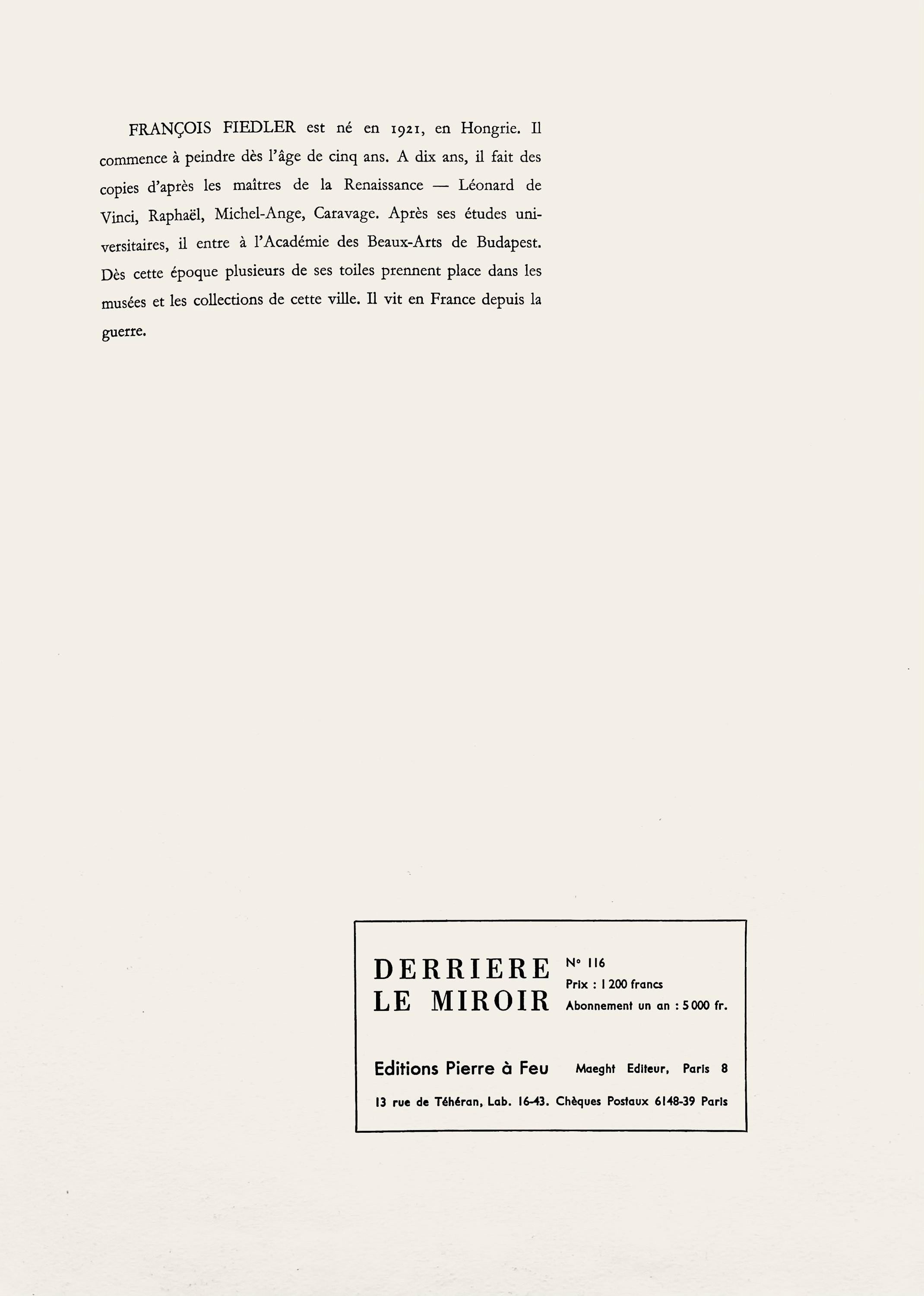 François Fiedler, Composition, Derrière le miroir, Limited Edition Lithograph