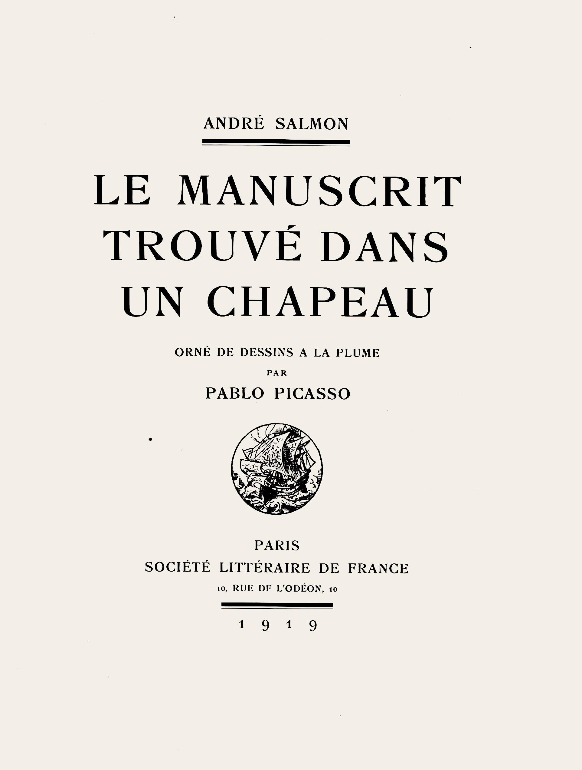 Pablo Picasso, Composition (Hodorisch B2), Le manuscrit trouvé dans un chapeau, Limited Edition Lithograph