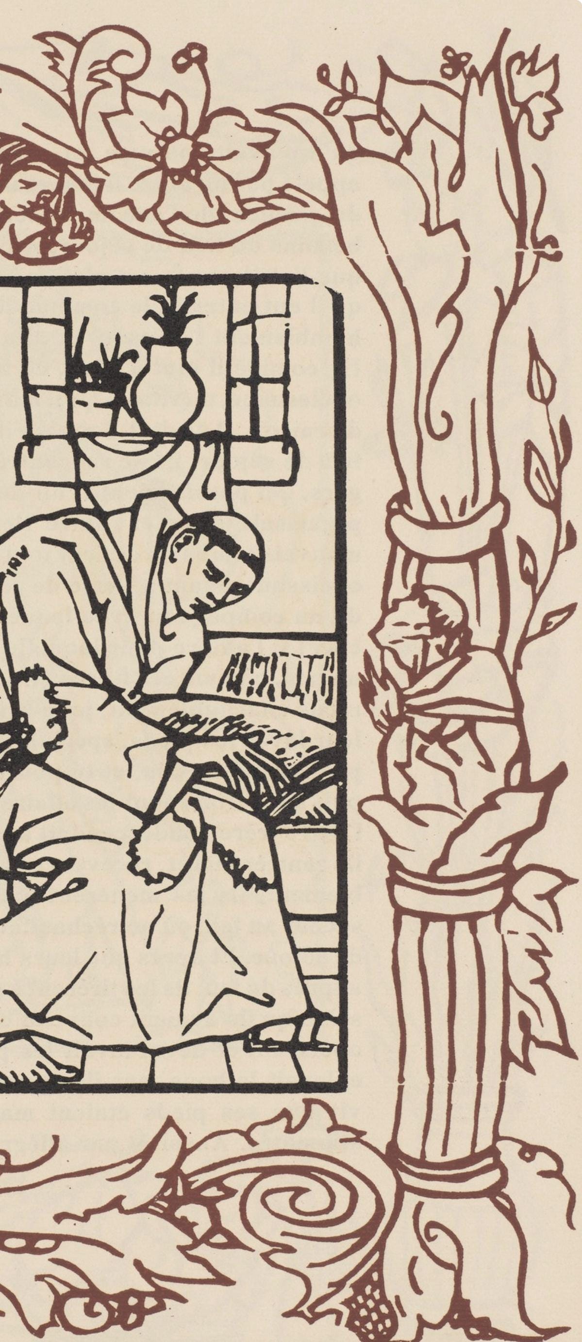 Émile Bernard, Composition (Morane, No. 100), Les Petites Fleurs de St. Françoise, Limited Edition Woodcut