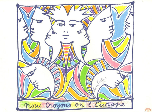 Jean Cocteau, Composition, Nous croyons en l'Europe, Limited Edition Silkscreen