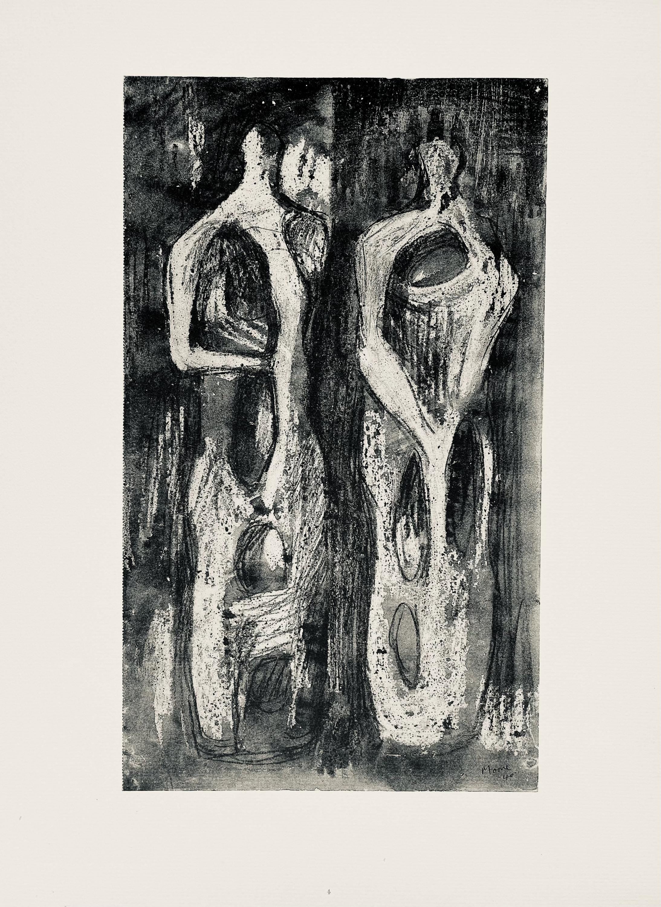 Henry Moore, Two Standing Figures, The Drawings of Henry Moore, Limited Edition Lithograph