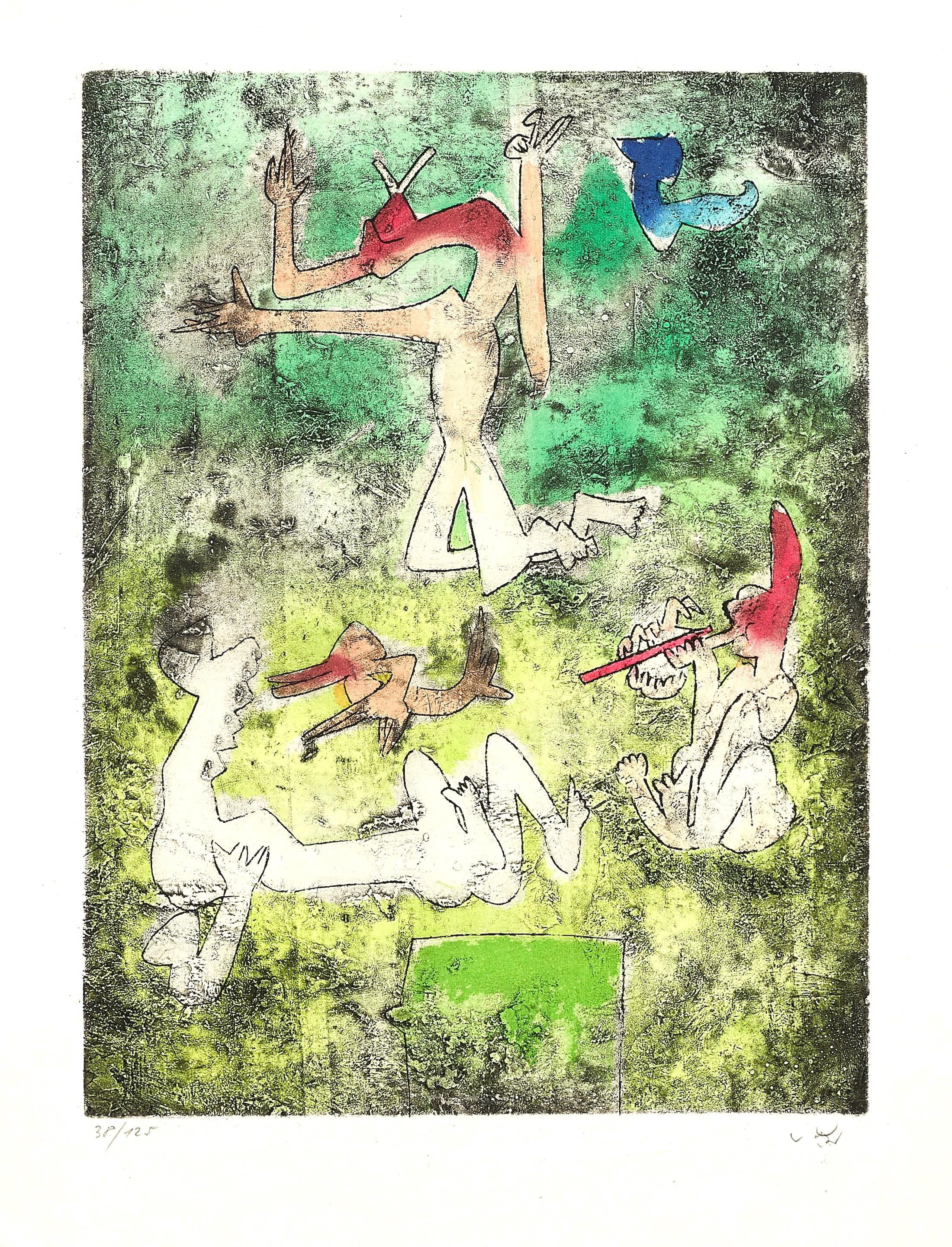 Roberto Matta, Composition (Sabatier 393), Centre Noeuds, Limited Edition Etching