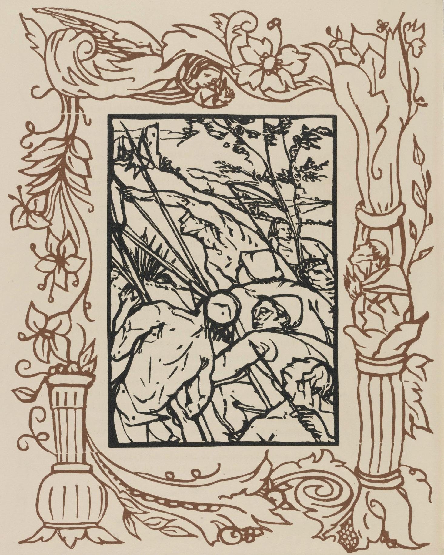 Émile Bernard, Composition (Morane, No. 100), Les Petites Fleurs de St. Françoise, Limited Edition Woodcut