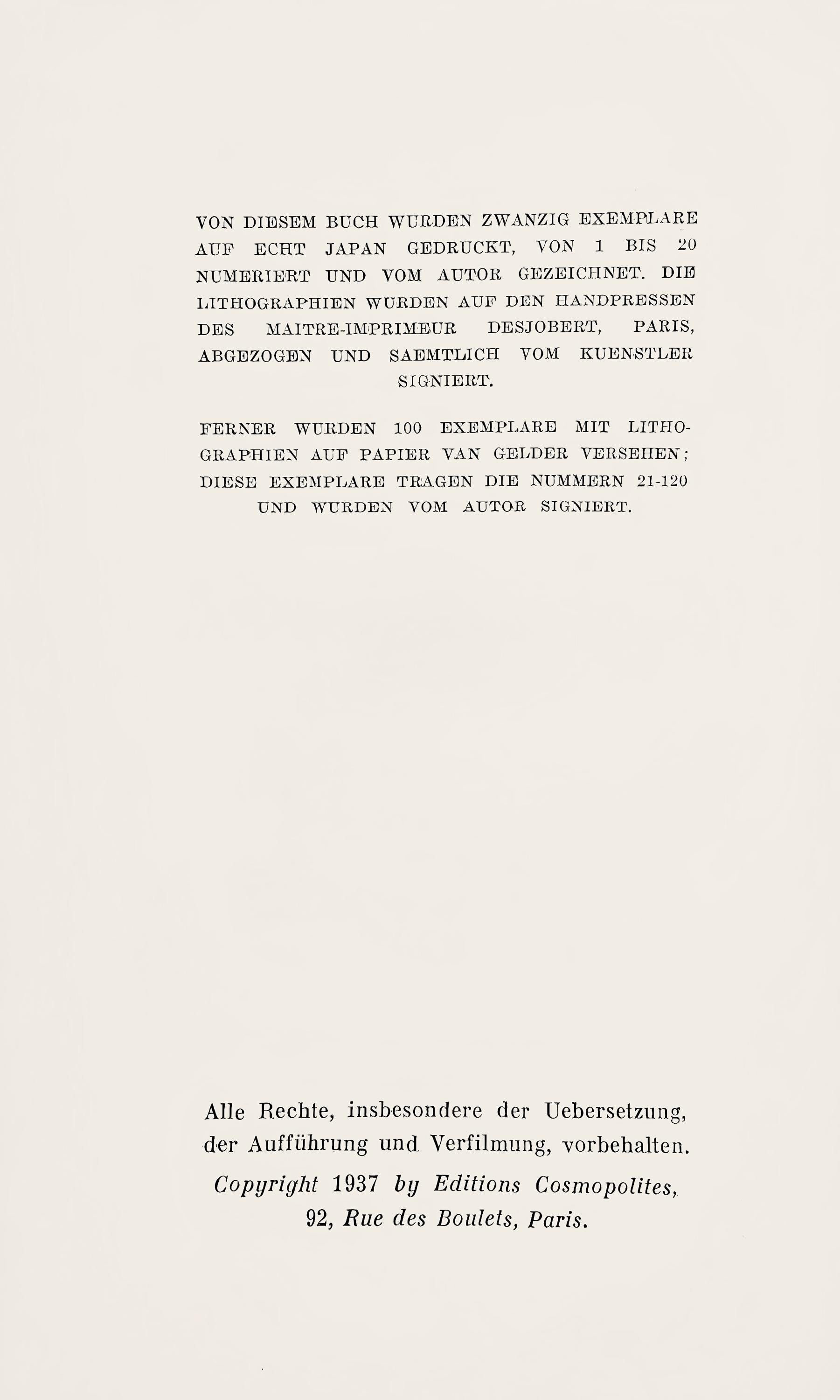 Max Beckmann, Composition (Gallwitz 286; Hofmaier 323-329; Rifkind 150 1-7), Der Mensch ist kein Haustier, Limited Edition Lithograph