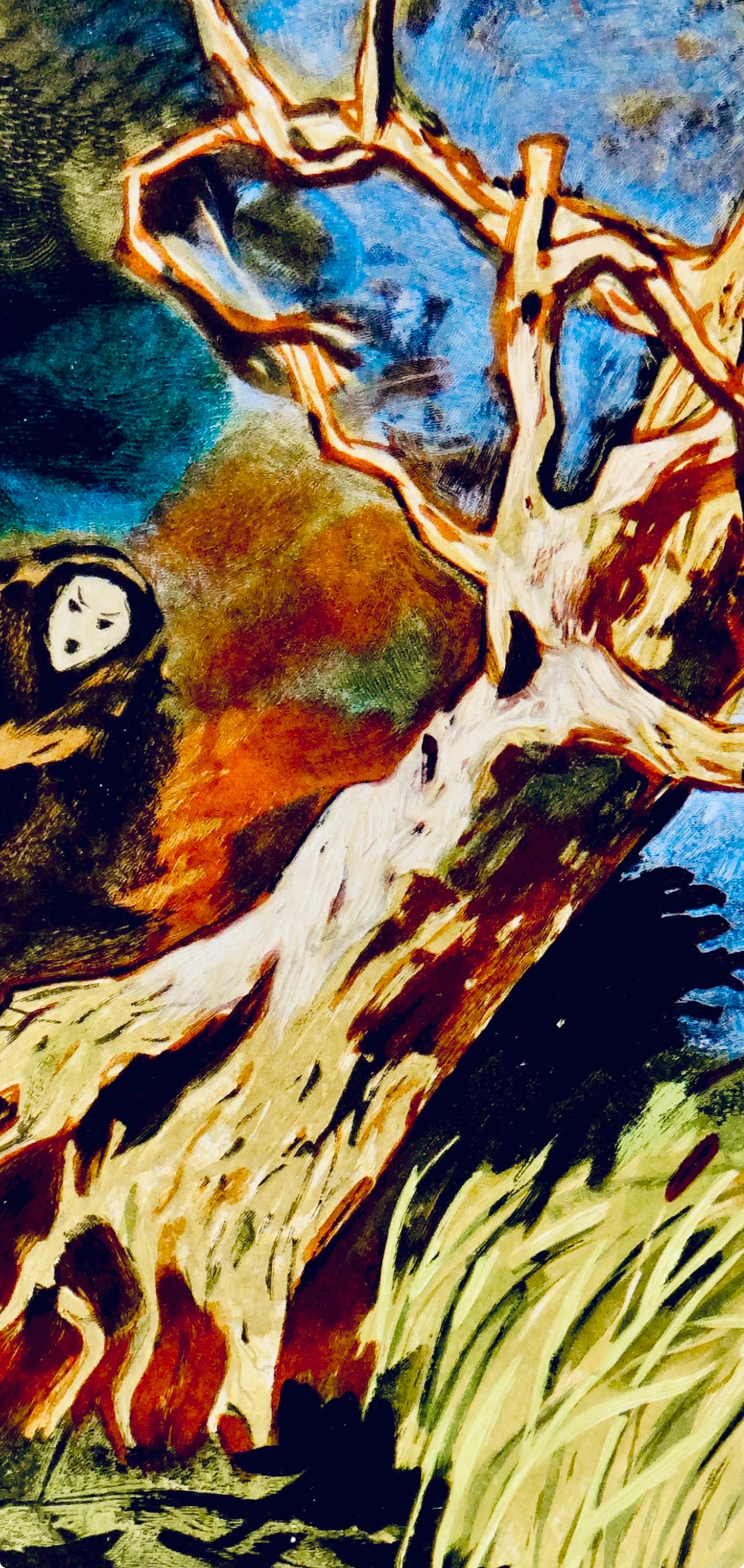 Roldán Oudot, El roble y la caña, Vingt fables de La fontaine, Limited Edition Woodcut