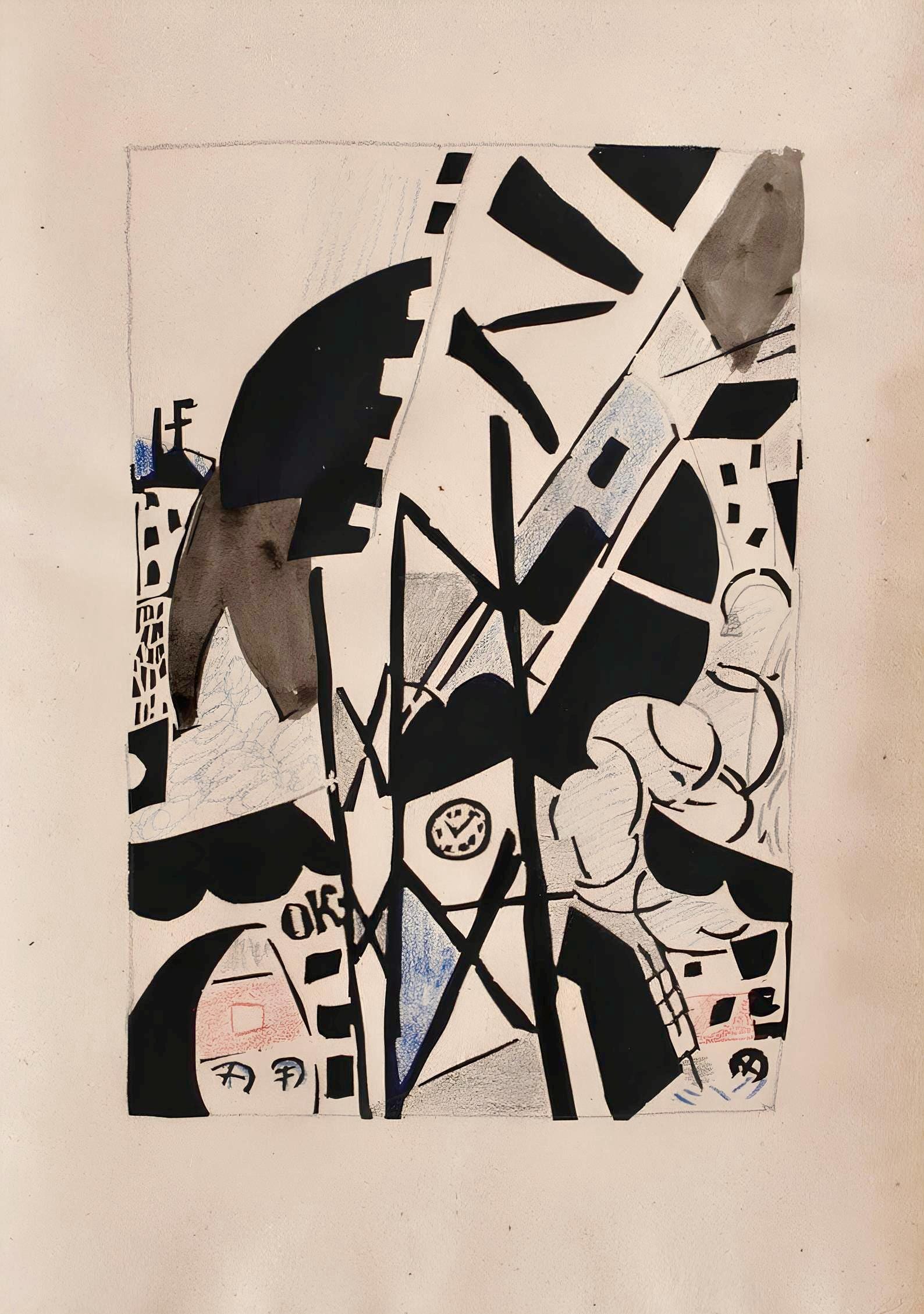Jean Pougny, Composition, Pougny, dix linogravures originales, 1914-1920, Limited Edition Linocut
