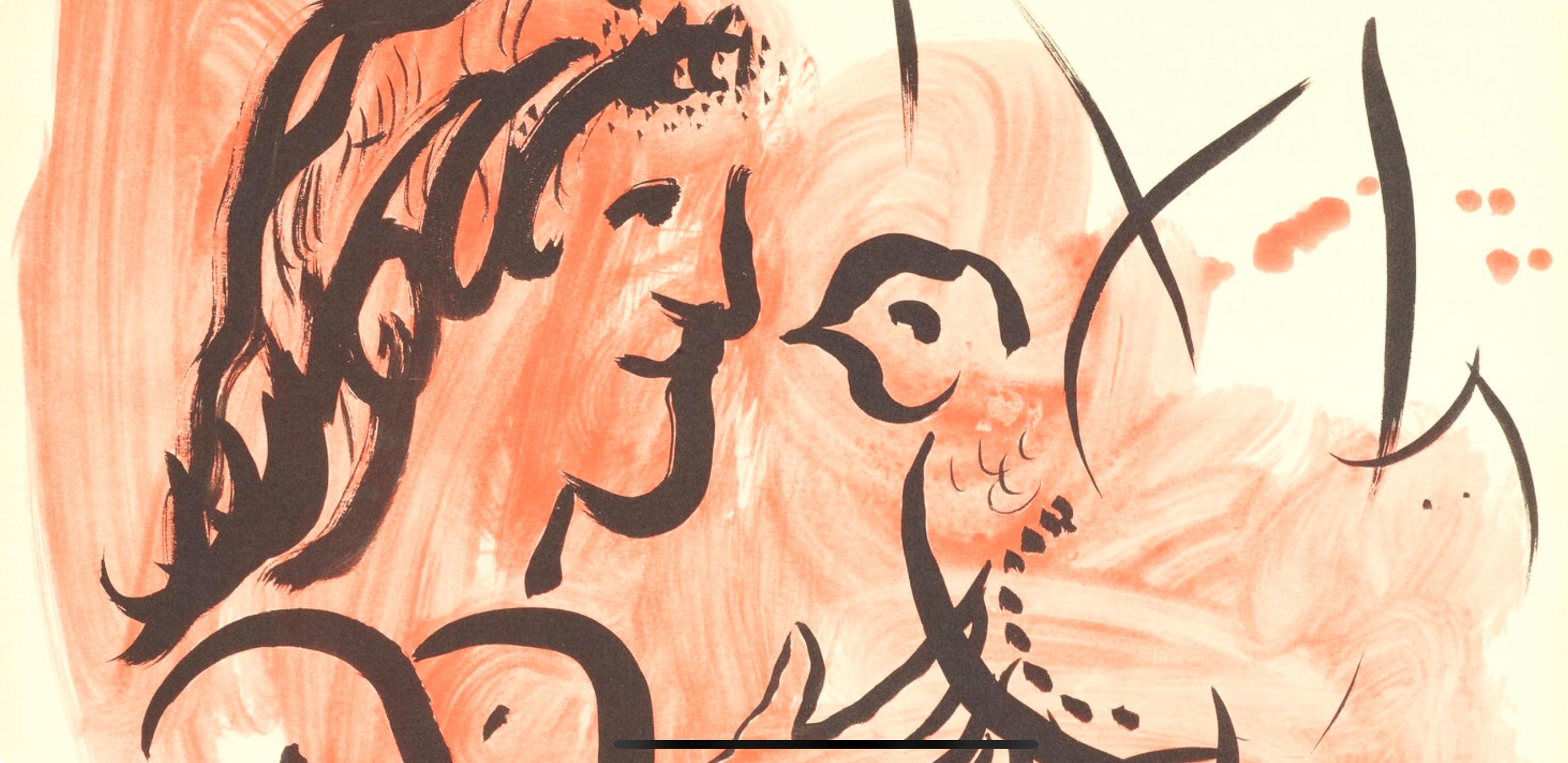Marc Chagall, Femme à l'oiseau, Douze Contemporains, Limited Edition Lithograph