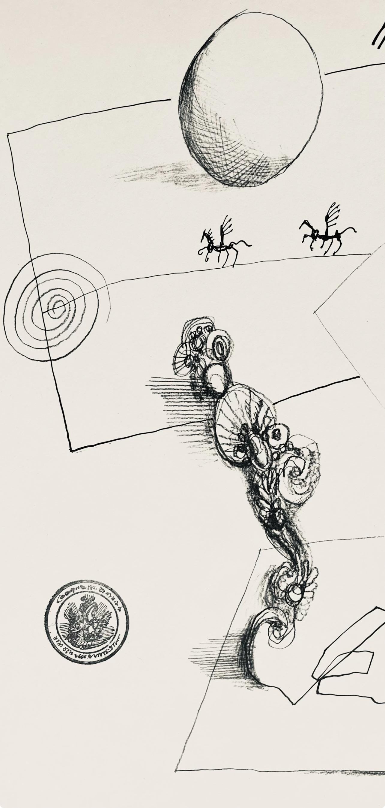 Saul Steinberg, Composition, Derrière le miroir, Limited Edition Lithograph